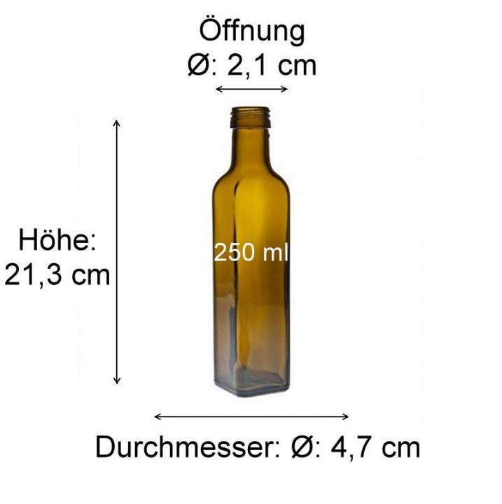 Ölflasche mit Ausgießer 250 ml eckig grün