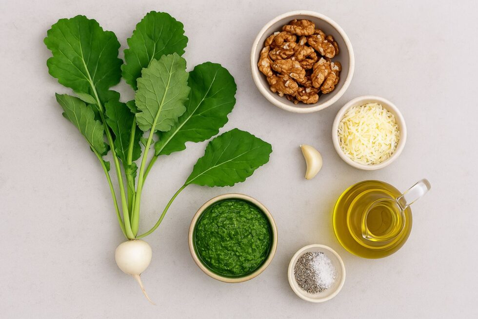 Mairübenblatt-Pesto mit Walnüssen & Grana Padano - Magazin – Flaschen ... Mairübenblatt-Pesto mit Walnüssen & Grana Padano - Magazin – Flaschen ...