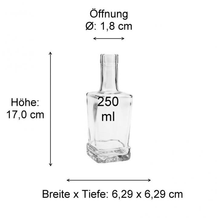 Glasflasche  250 ml viereckig mit Korken