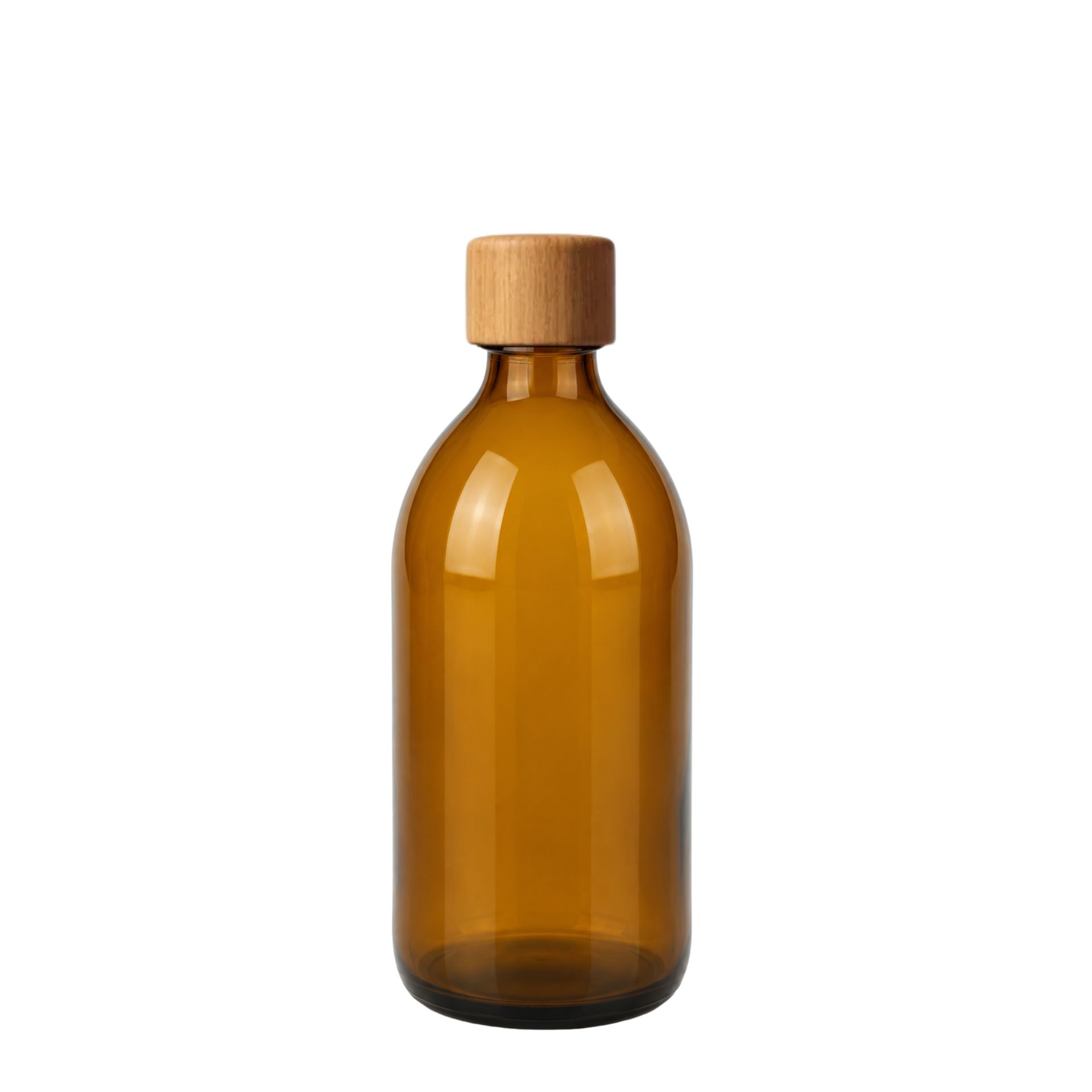 Glasflasche 500 ml Laborflasche braun mit Schraubverschluss Aluminium mit Holzmantel