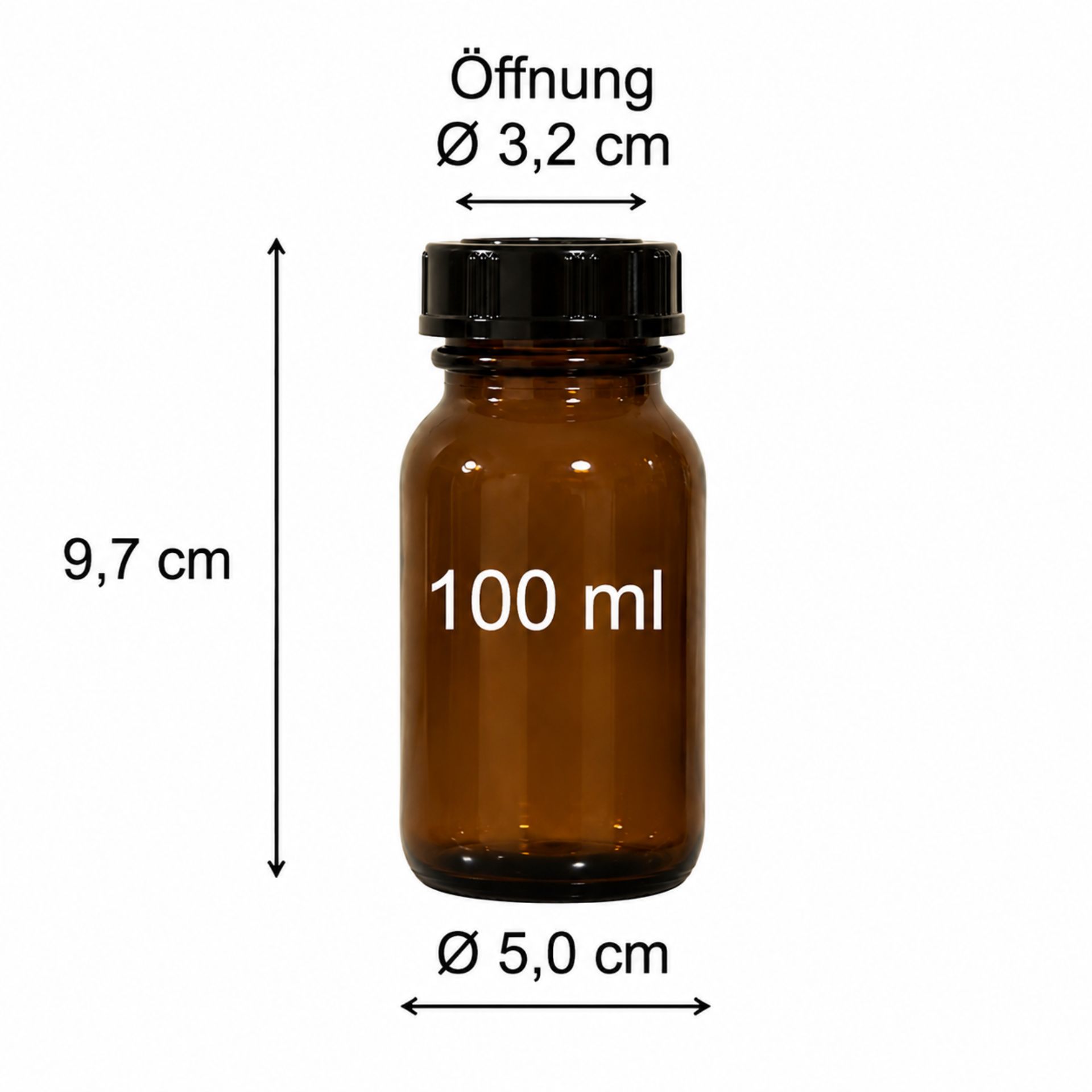 Braune Weithals-Apothekerflasche 100 ml mit Schraubdeckel – ideal zur Aufbewahrung von Flüssigkeiten und Chemikalien, hygienisch verschlossen und lichtgeschützt.