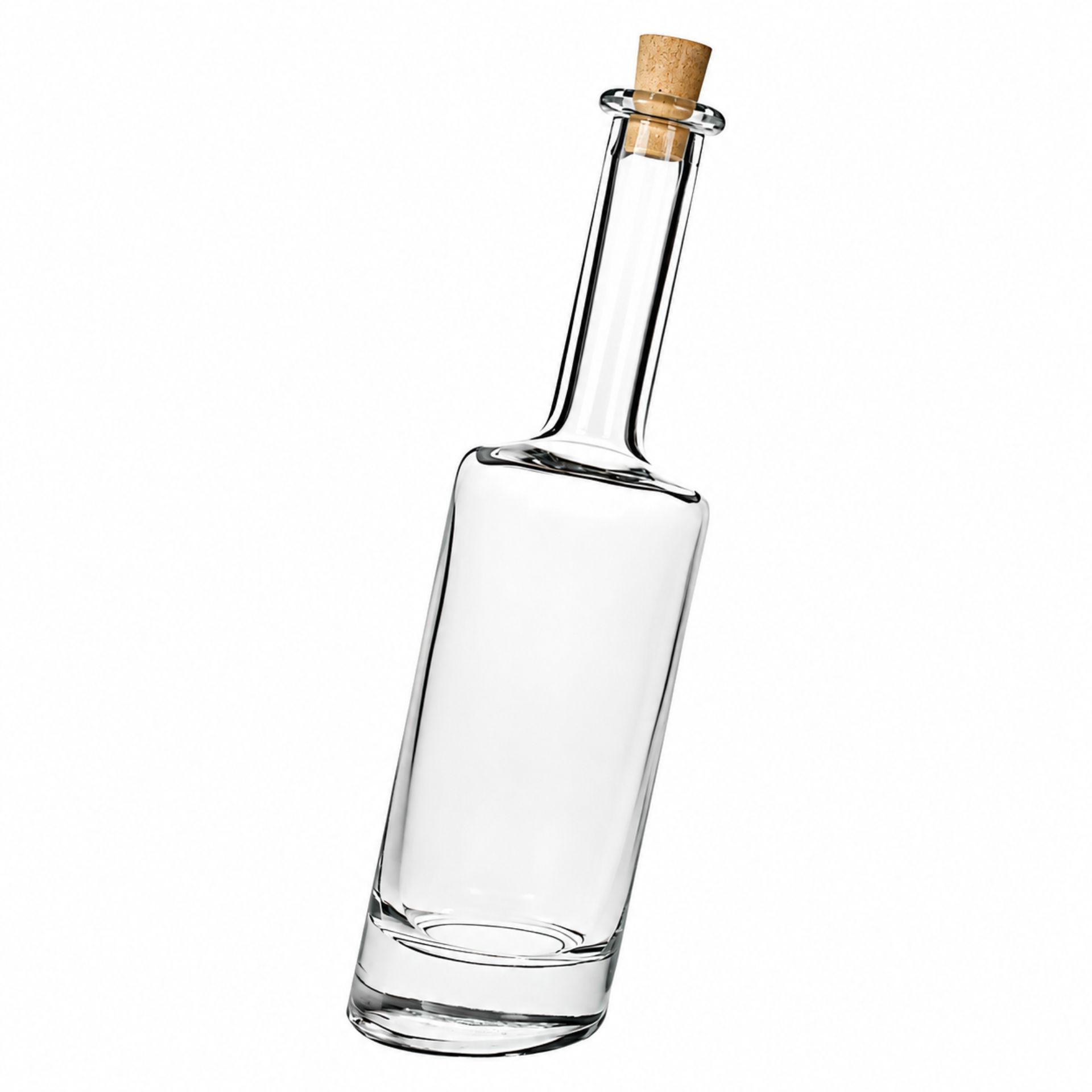 Glasflasche 500 ml Pisa mit Korken, ideal für Öle oder Liköre, klares Design, umweltfreundlich, wiederverwendbar, hochwertiges Glas, perfekter Verschluss mit naturbelassenem Korken.