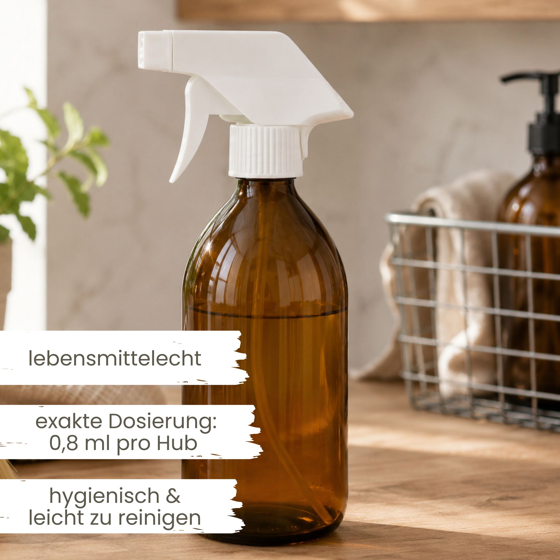 Sprühflasche 1000 ml Glas braun mit Trigger