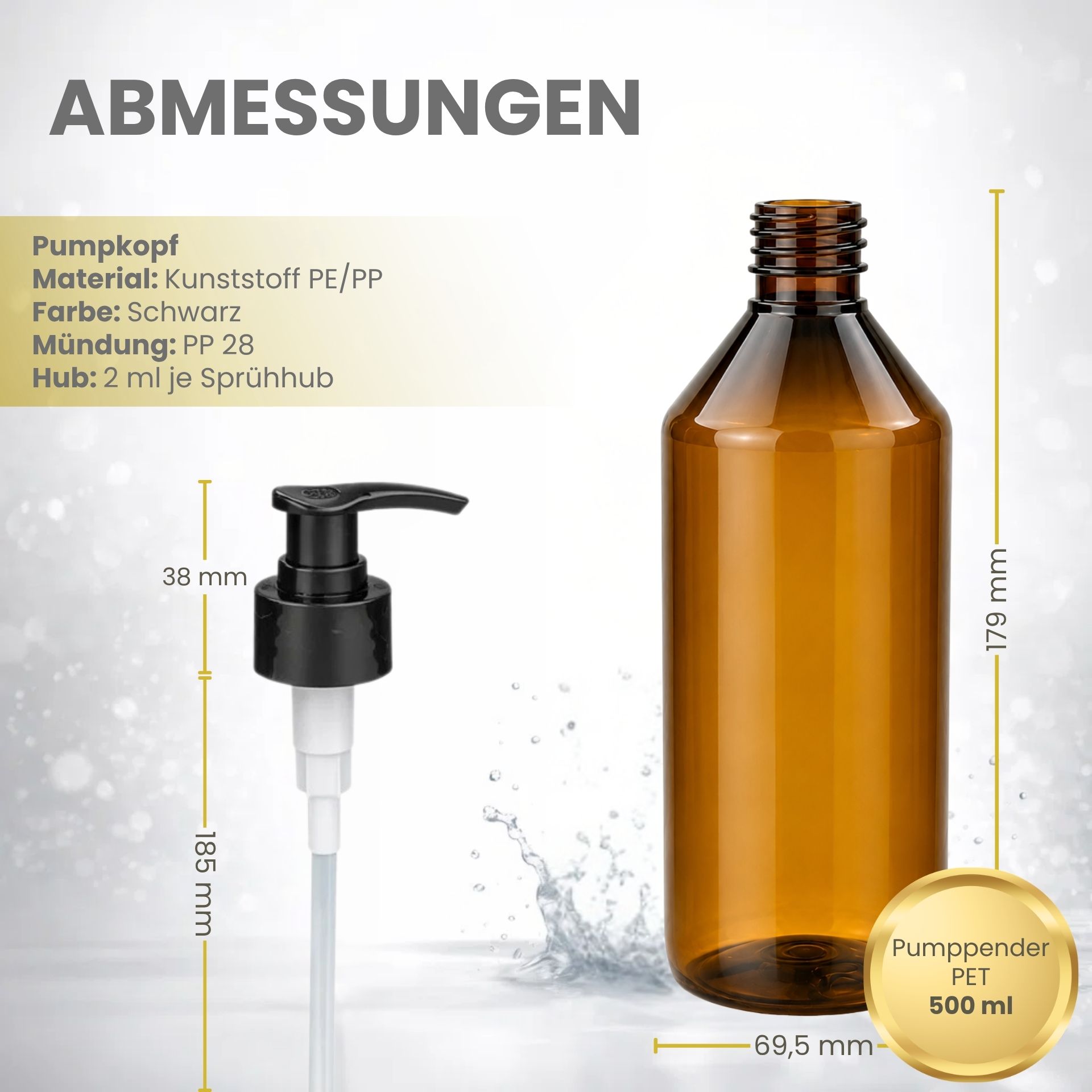 Seifenspender  500 ml braun Lotionspender PET Kunststoff