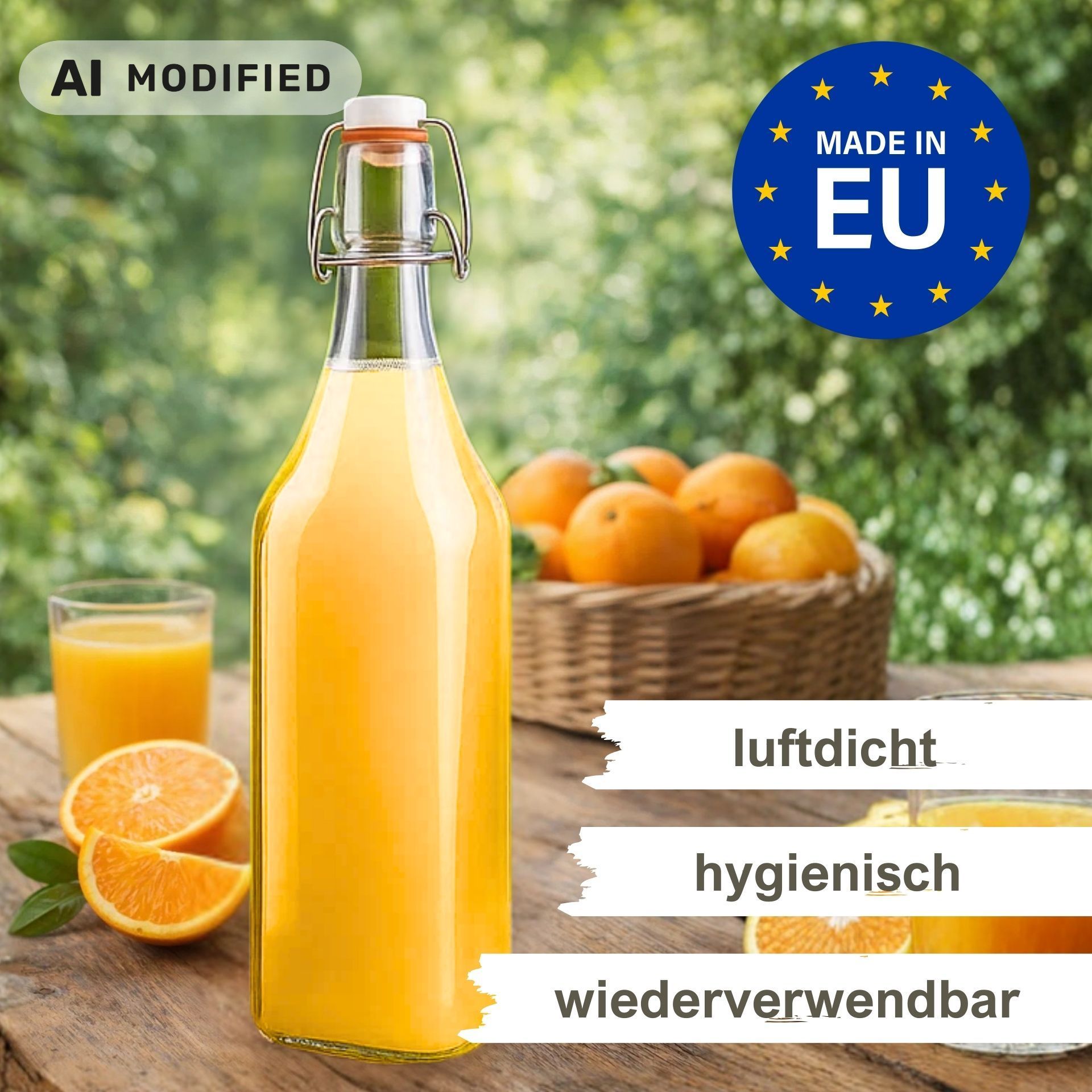 Bügelflaschen Set 6x1000 ml eckig