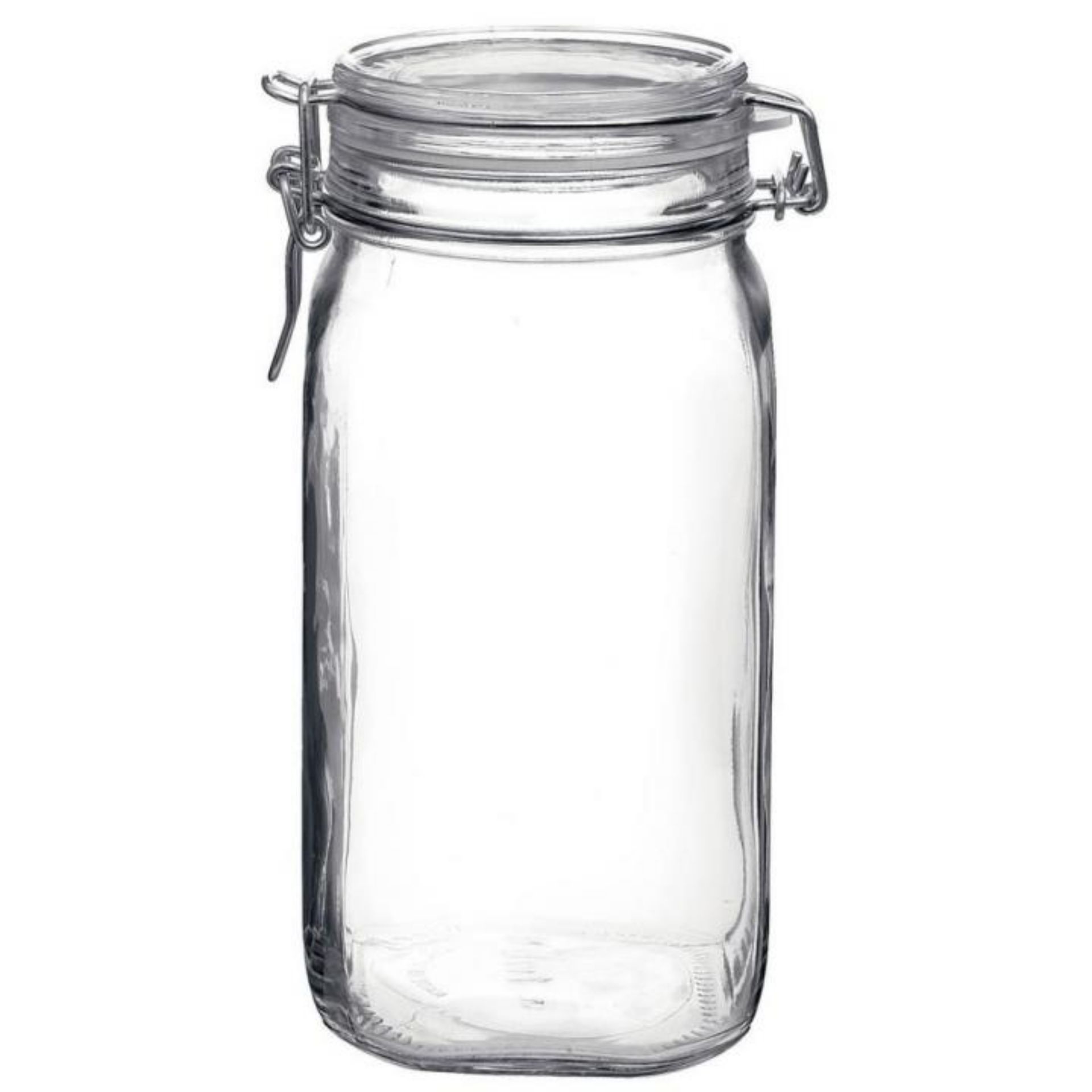 Bormioli Bügelverschlussglas 1500 ml eckig mit Drahtbügel - Hochwertiges Glasgefäß zur Aufbewahrung von Lebensmitteln, luftdicht und wiederverwendbar.