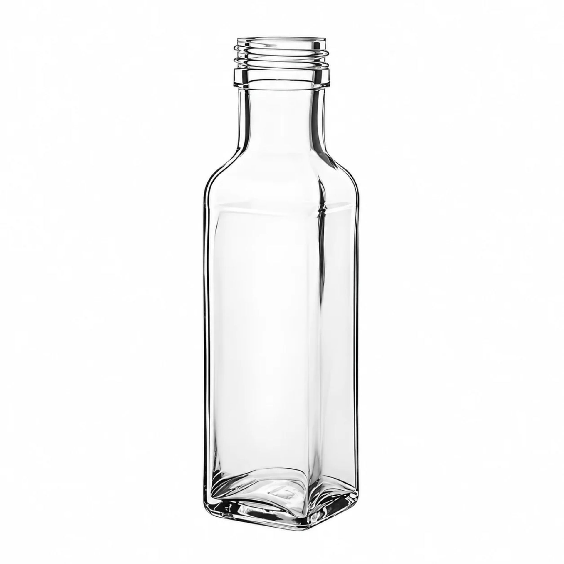 Glasflasche  100 ml eckig Marasca klar