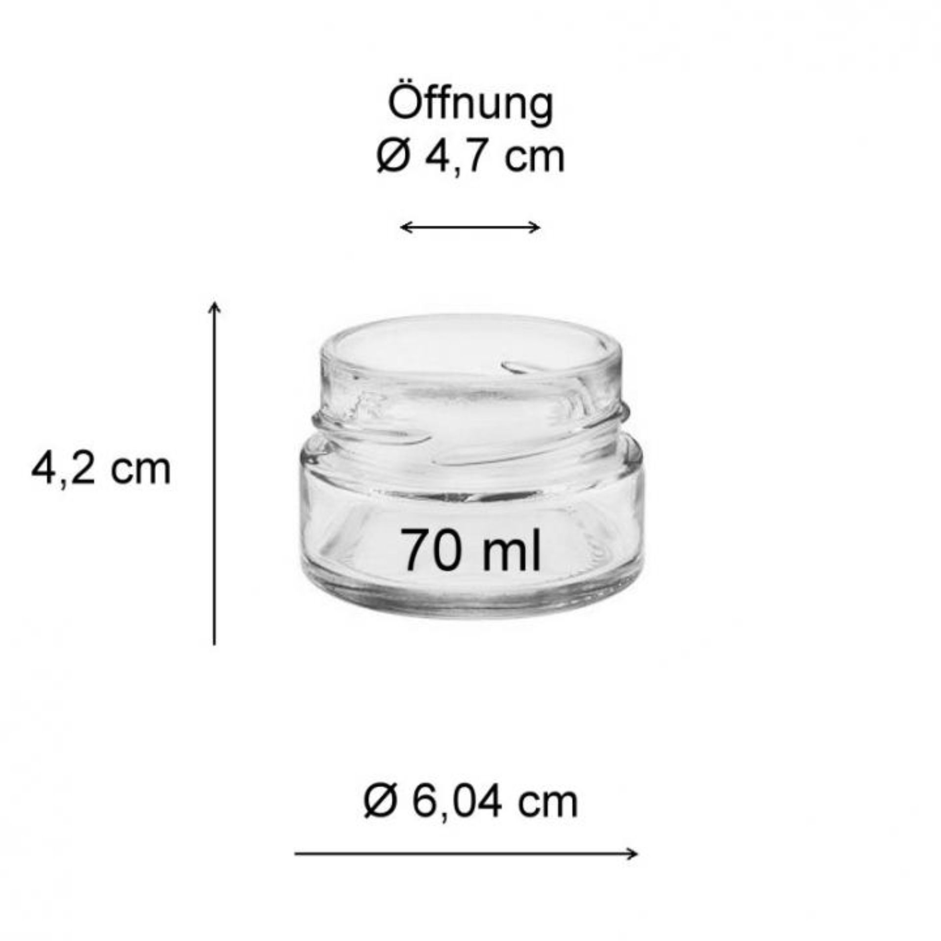 Einmachglas 70 ml rund mit Silberdeckel - Ideal zum Einkochen, kleine Glasgefäße für Marmeladen, Konserven oder Vorratshaltung.