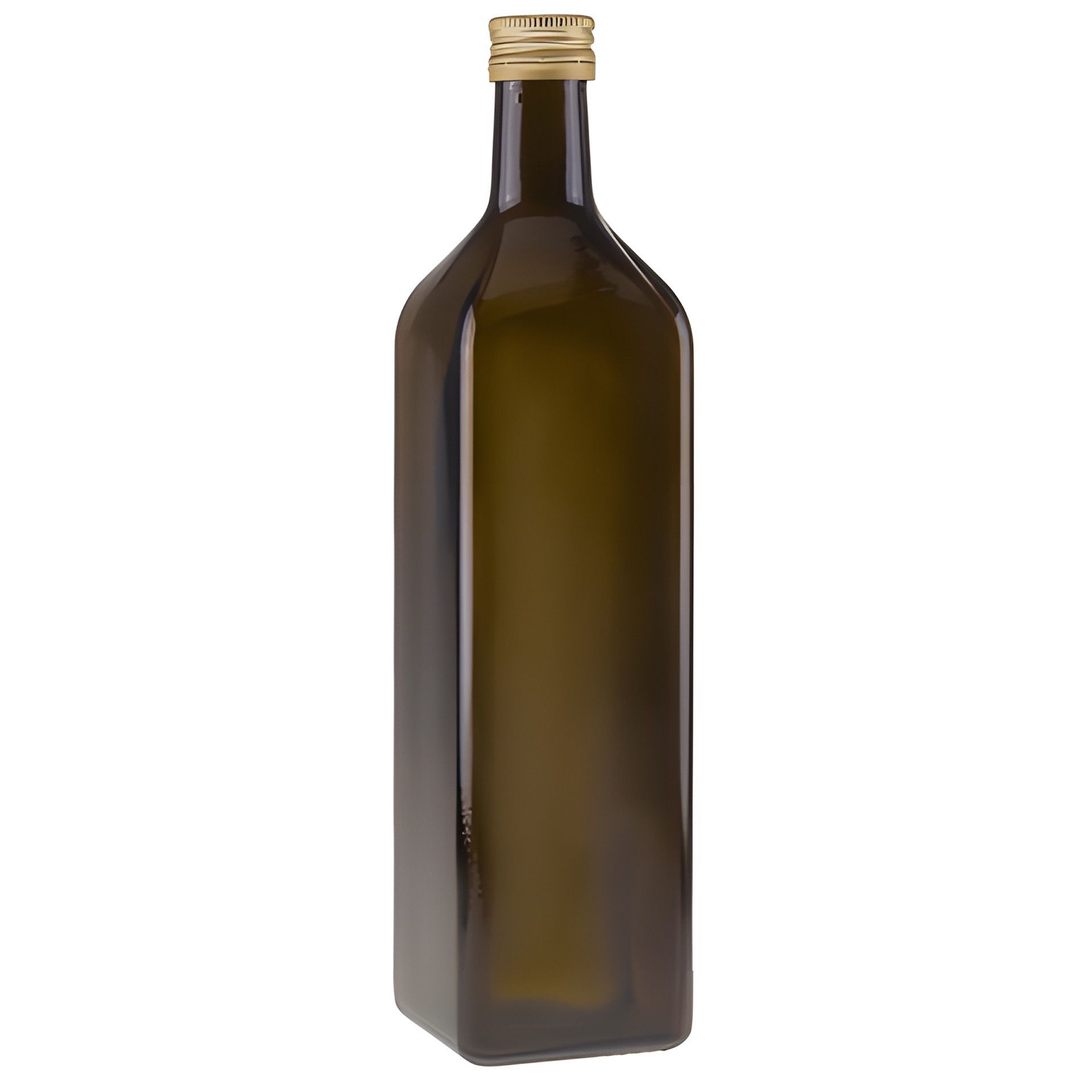 Glasflasche 1000 ml viereckig grün-braun
