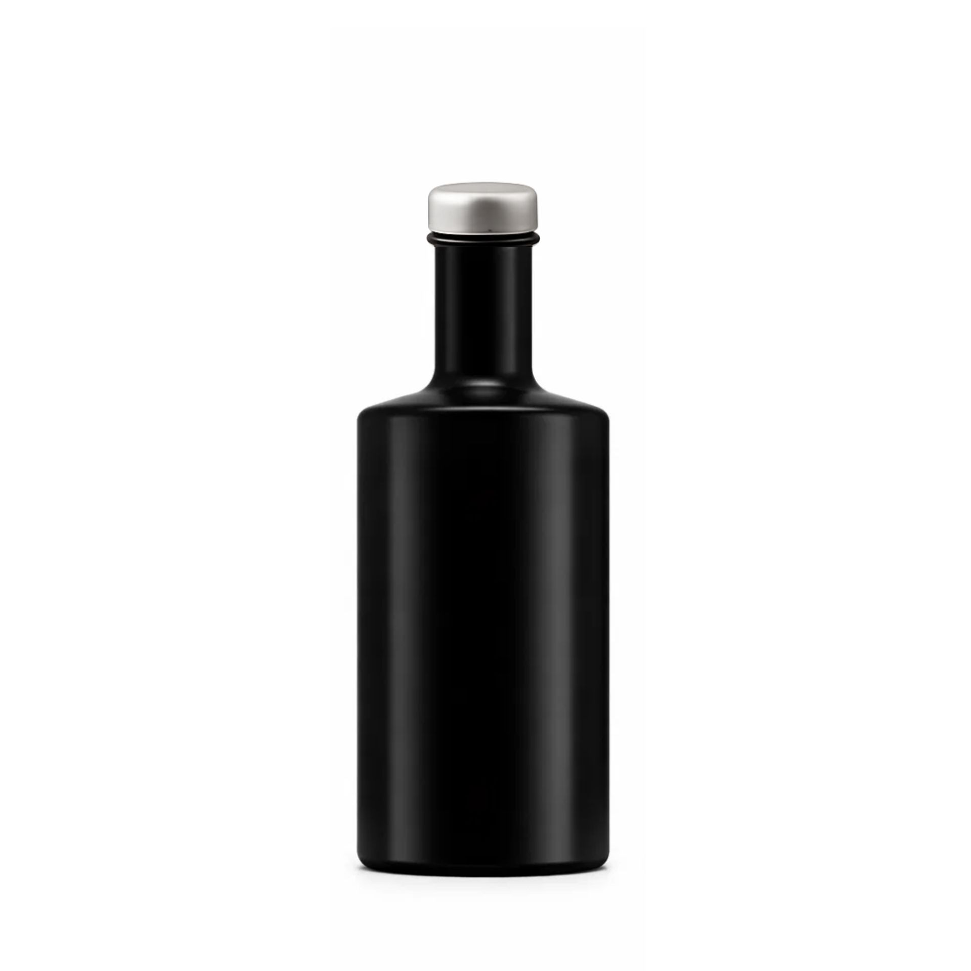 Glasflasche 350 ml Mikken, schwarz, mit Kupferdeckel, stilvolles Design für Getränke und Dekoration.