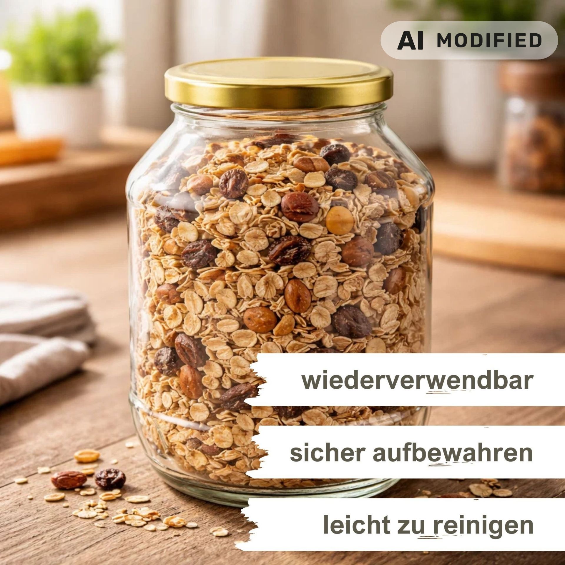 Einmachgläser 6x1700 ml mit Schraubdeckel gold