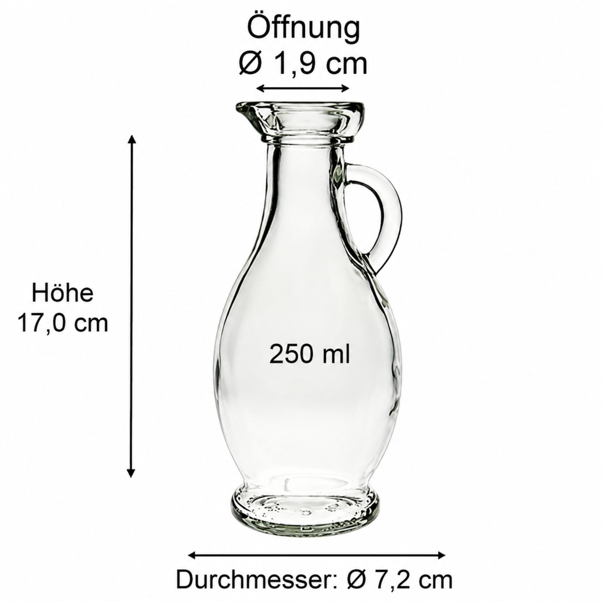 Glasflasche 250 ml Amphore mit Korken, schmale Form, ideal für Öle oder Essenzen, klarer Behälter, hochwertig verarbeitet.