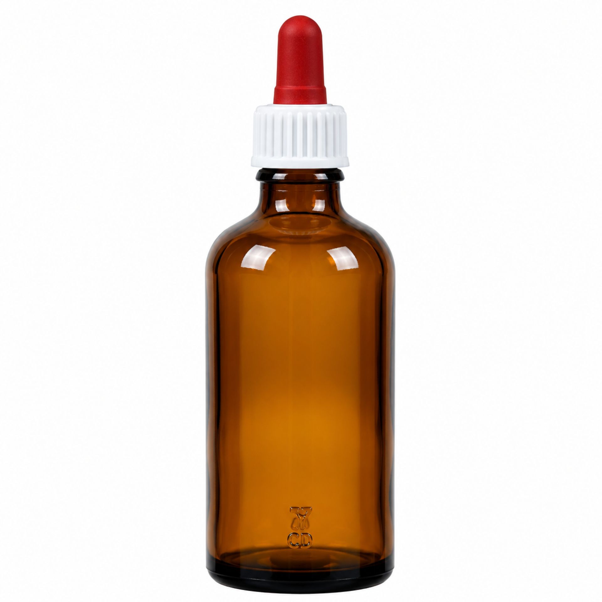 Braune 100 ml Pipettenflasche, ideal als Dosierflasche, auf weißem Hintergrund