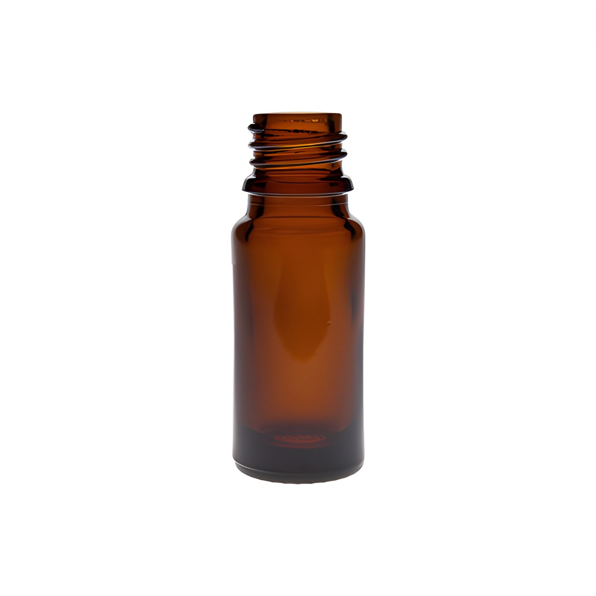Transparente 10-ml-Sprühflasche aus Kunststoff mit weißem Sprühkopf und Schutzkappe, stehend vor neutralem Hintergrund.