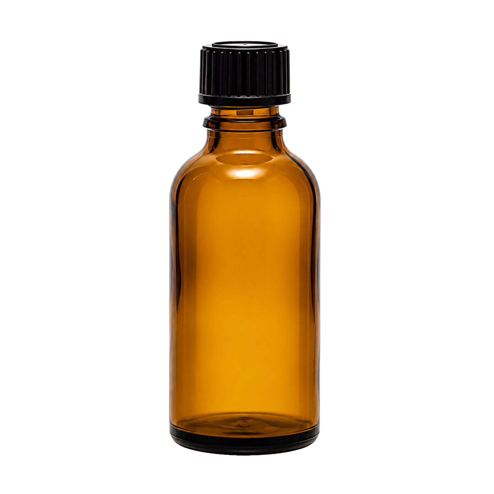 Braune Tropfflasche 50 ml mit Tropfeinsatz für präzise Dosierung, ideal für ätherische Öle, medizinische Flüssigkeiten und Aromen.