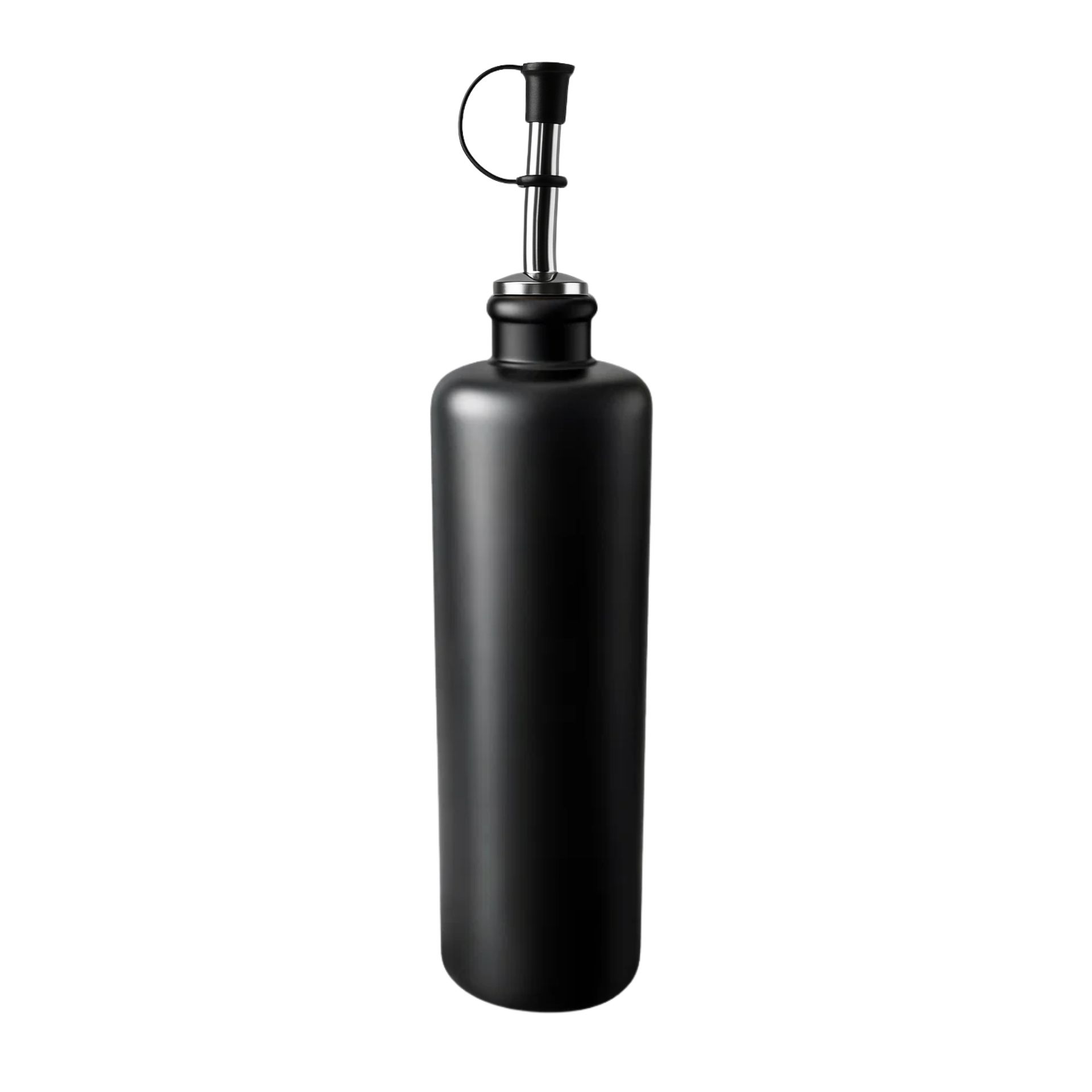 Ölflasche 500 ml Steingut schwarz mit Ausgießer aus Edelstahl / Silikon