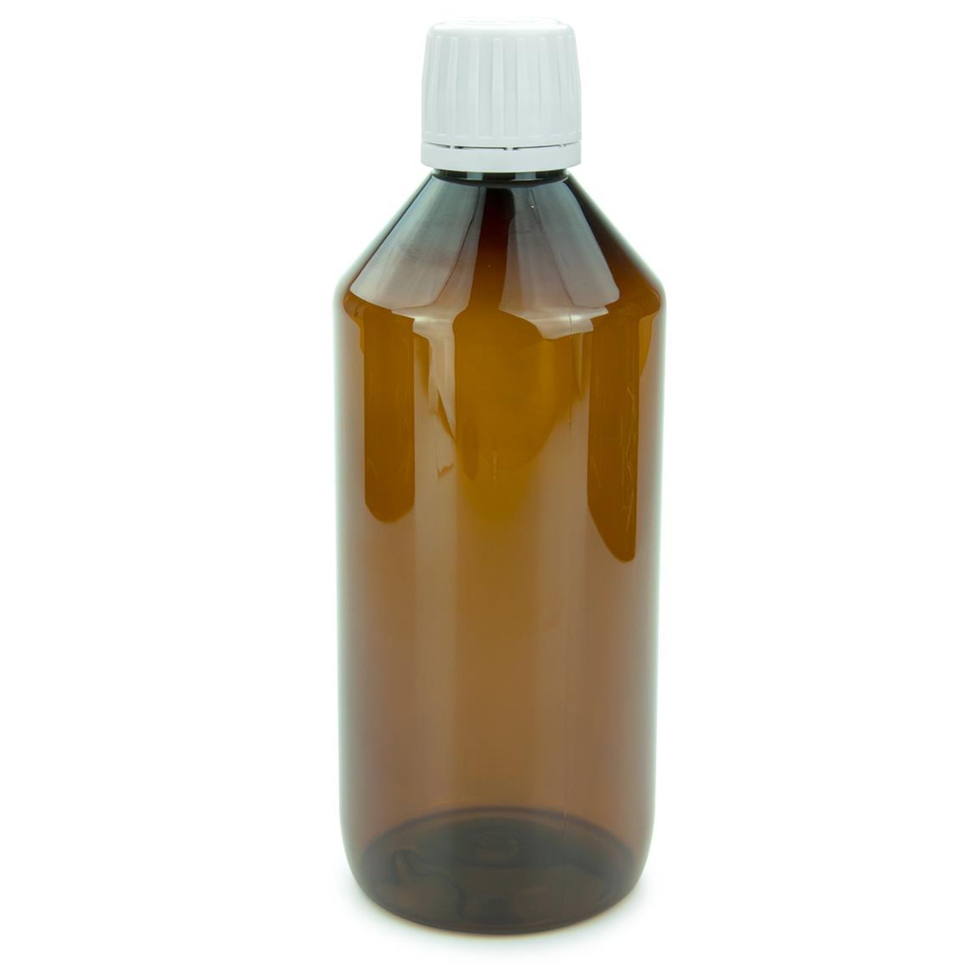 PET Flasche  500 ml braun Laborflasche mit Ausgießer weiß