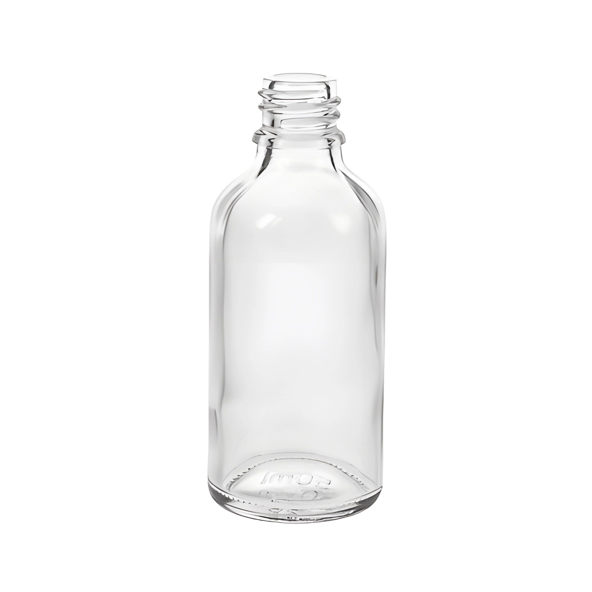 Pipettenflasche aus Glas, 50 ml, ideal als Dosierflasche für Flüssigkeiten, Bild zeigt die Flasche vor neutralem Hintergrund.