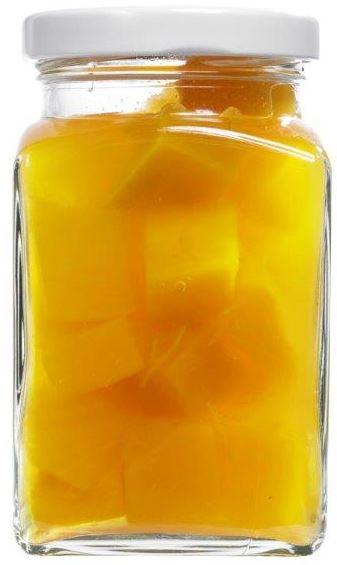 8x-quadratische-Gläser-mit-Schraubdeckel-260ml-ideal-zum-Einmachen Acht transparente, leere Trinkgläser aus Glas mit einem Fassungsvermögen von 260 ml stehen in zwei Reihen gruppiert auf weißem Hintergrund.