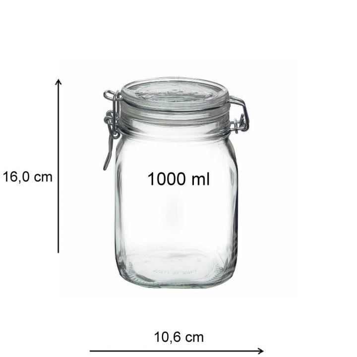 Einmachgläser Einweckgläser Glasdosen 1 Liter mit Bügelverschluss  Vorratsglöäser Vorratsdosen luftdicht Drahtbügelgläser Bormioli Fido