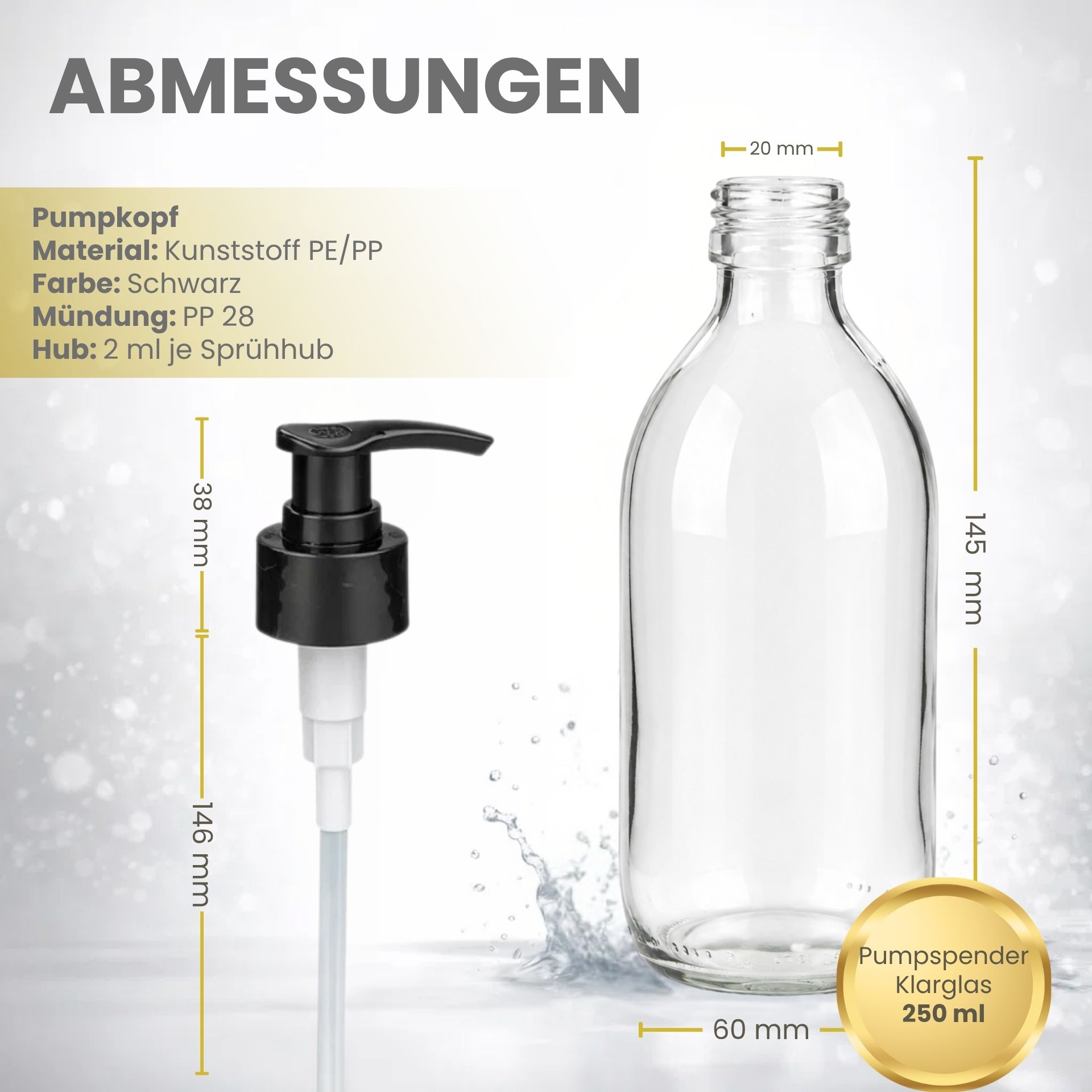 Seifenspender  250 ml Glas Lotionspender
