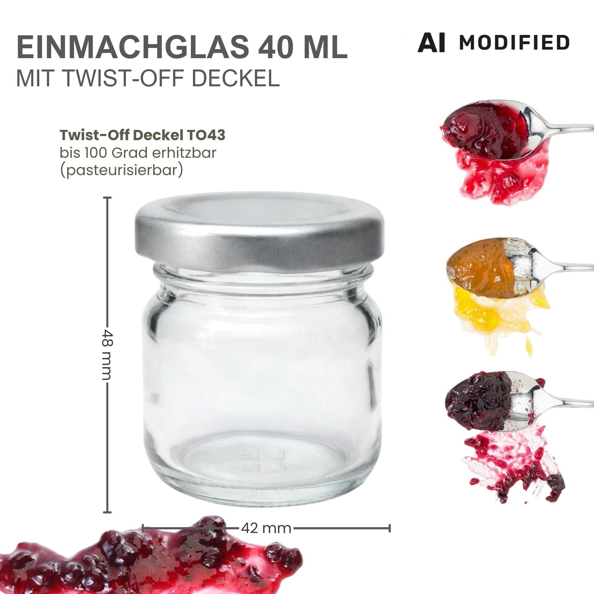 Einmachglas   40 ml Mini Rundglas
