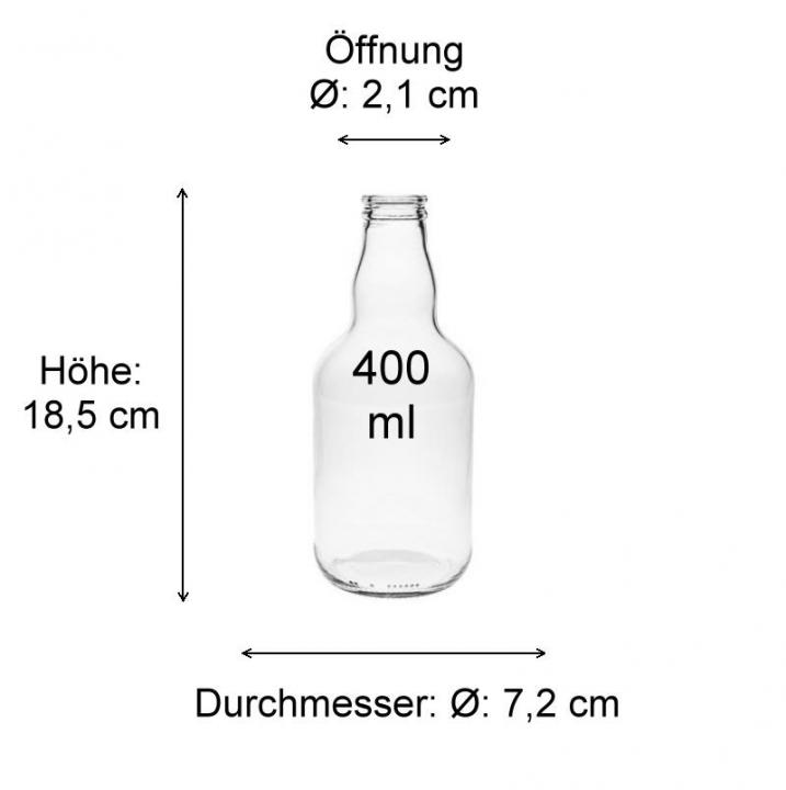 Abbildung eines 400 ml Glases, geeignet für Konserven und Aufbewahrung, mit einem klaren, klassischen Design und sicherem Verschluss. Ideal für Lebensmittel, Säfte und andere Flüssigkeiten.