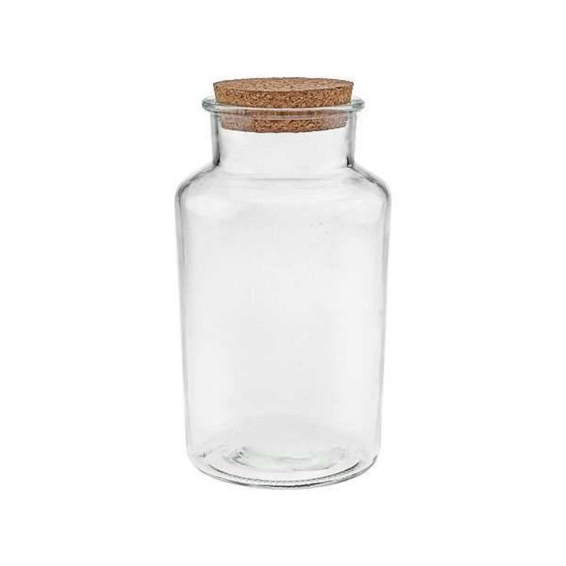Ein großes, transparentes Korkenglas mit einem Fassungsvermögen von 2000 ml, perfekt als Vorratsglas geeignet, mit einem sicheren Korkverschluss, ideal zur Aufbewahrung von trockenen Lebensmitteln oder als dekorativer Akzent in der Küche.
