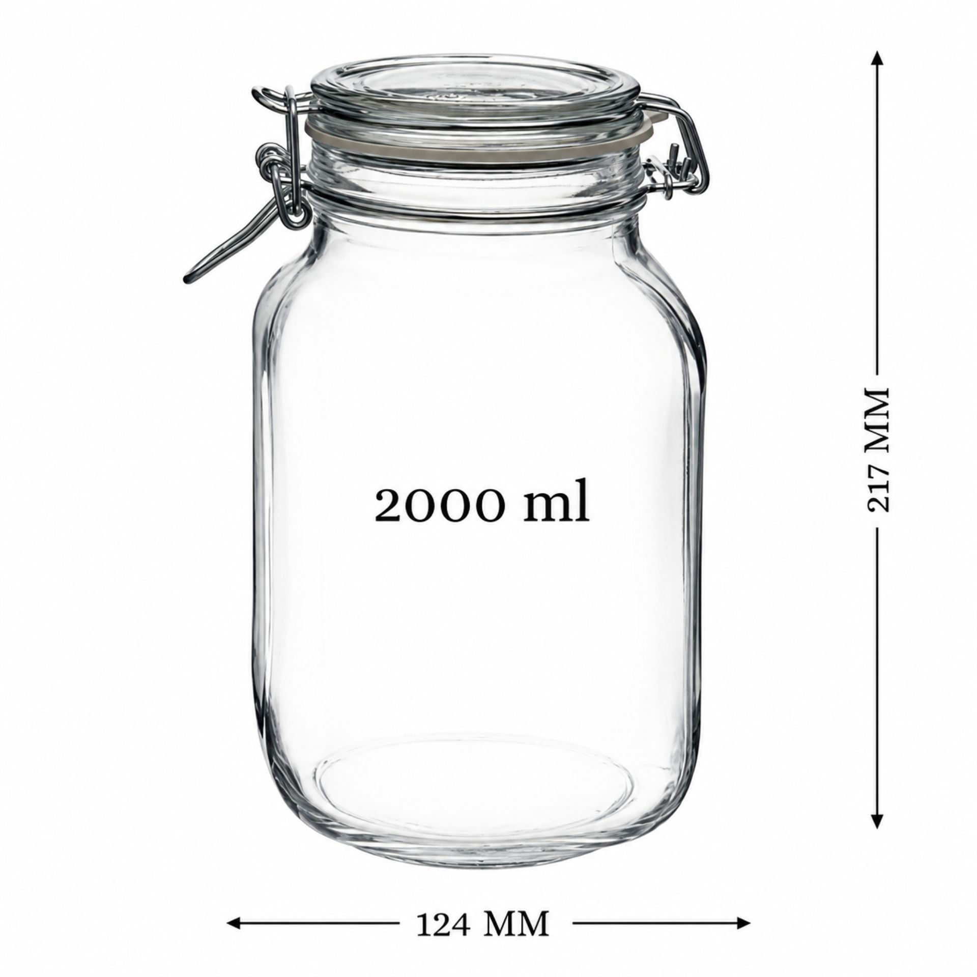 Bormioli Bügelverschlussglas 2000 ml eckig