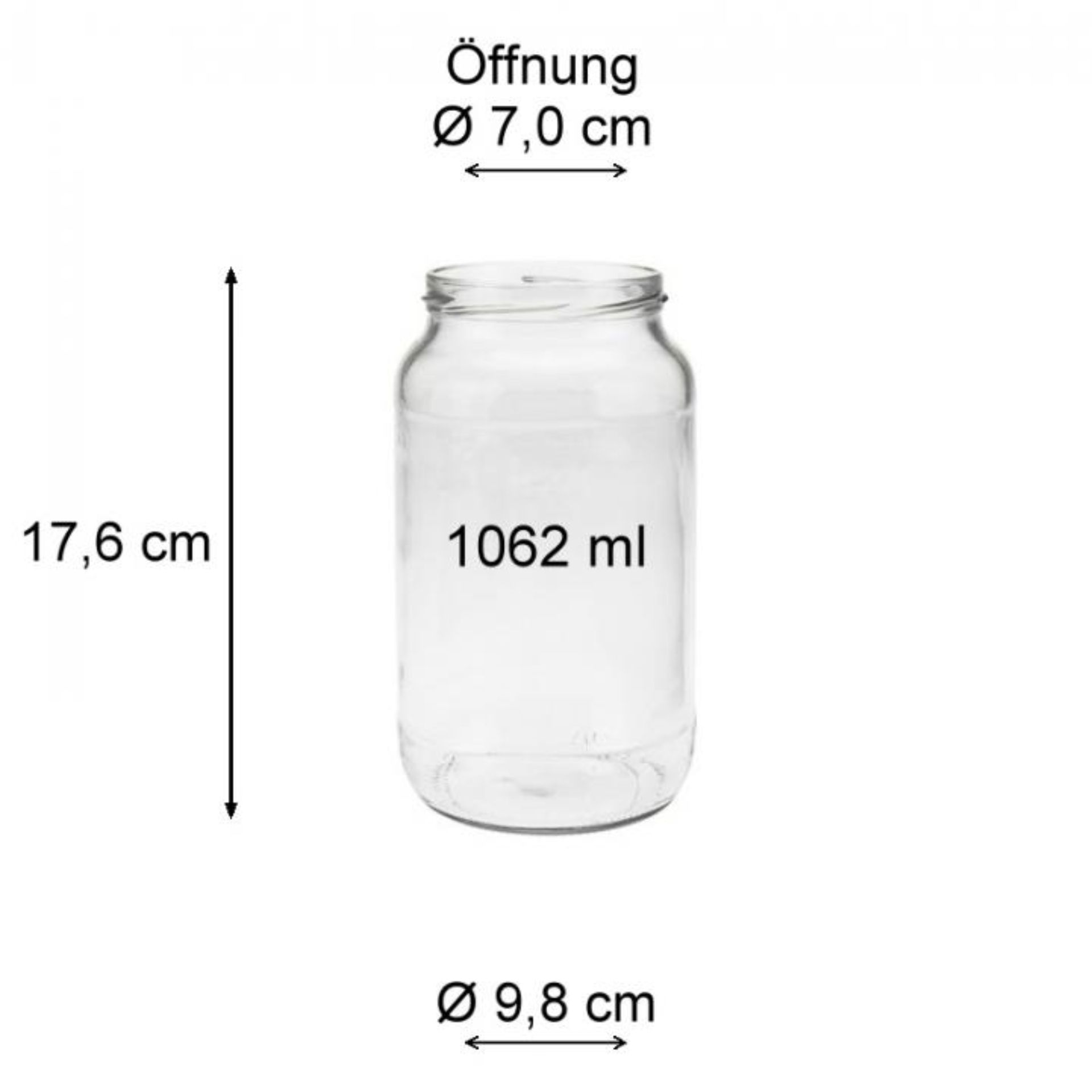 Einmachglas 1062 ml - Vorratsglas mit Deckel in verschiedenen Farben, ideal zur Aufbewahrung von Lebensmitteln und Konservierung, dekoratives Glasgefäß für Küche und Haushalt.