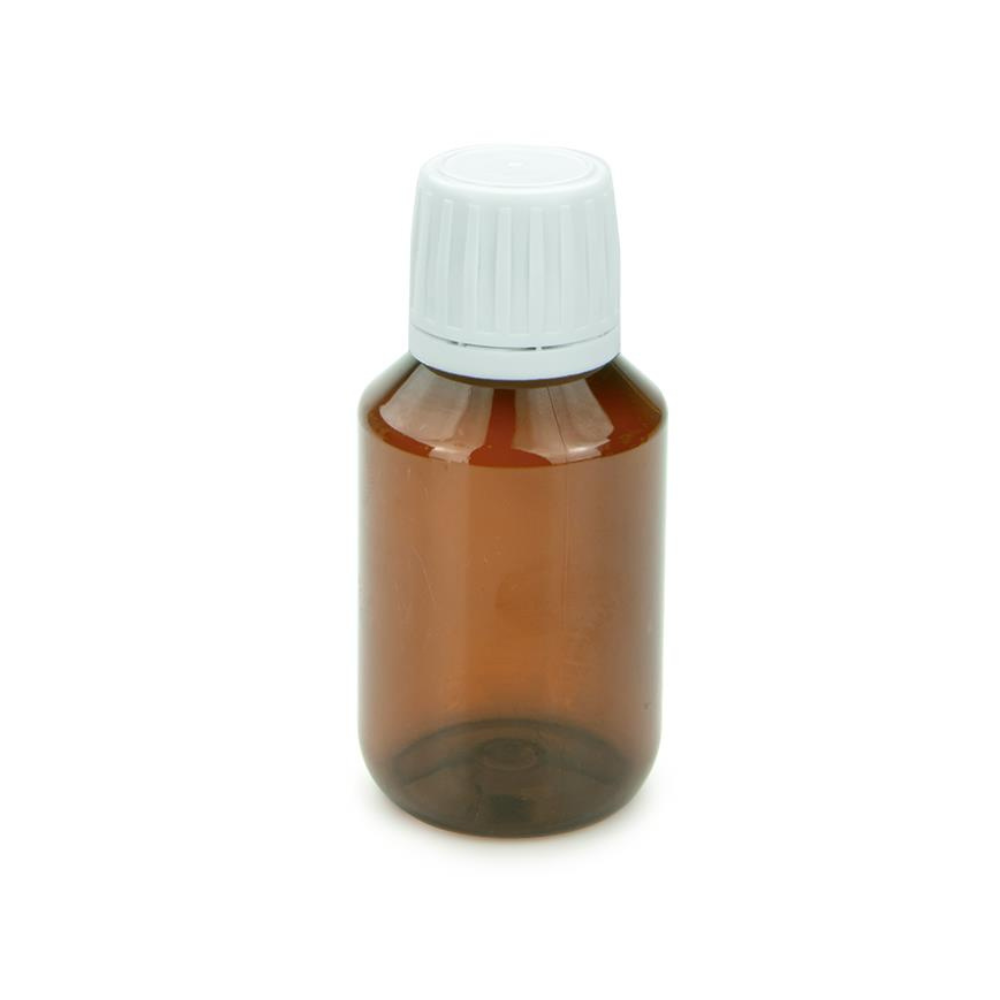 PET Flasche  100 ml  braun Laborflasche mit Ausgießer