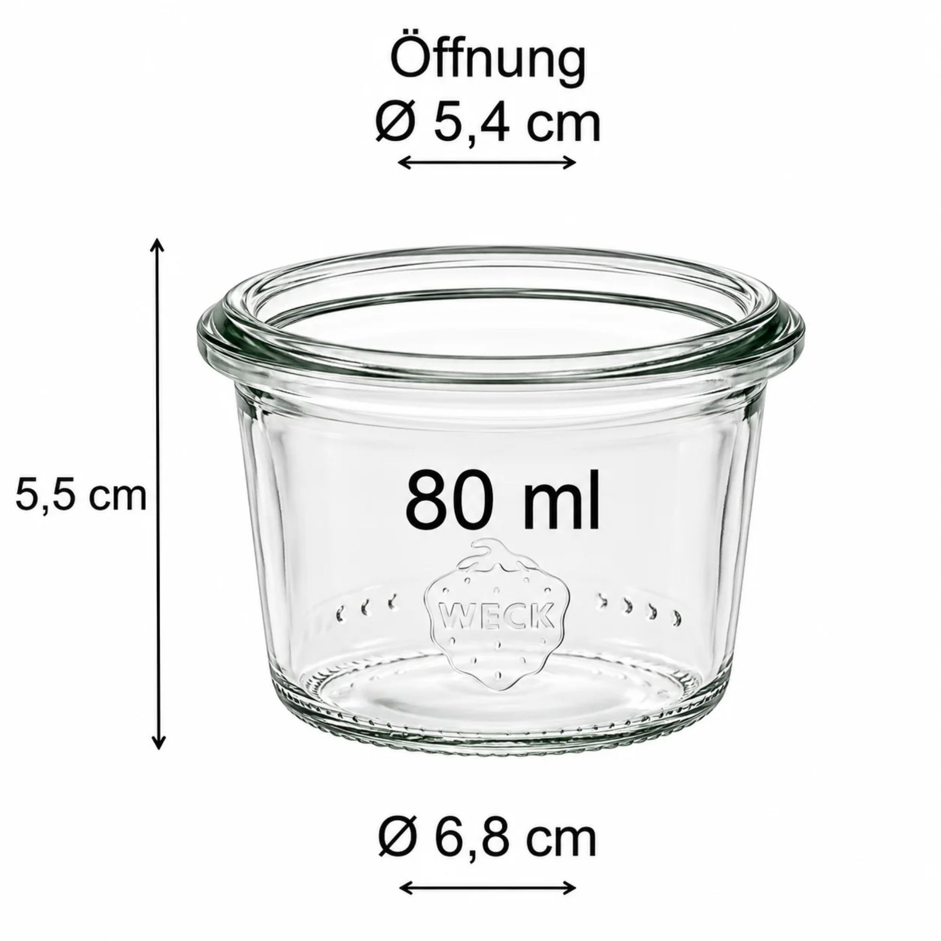 Weck Sturzglas 80 ml Mini Einmachglas mit Deckel, ideal für kleine Portionen, Einmachen und Vorratshaltung, hochwertige Lebensmittelaufbewahrung, mit zeitgemäßem Design und praktischem Verschluss.