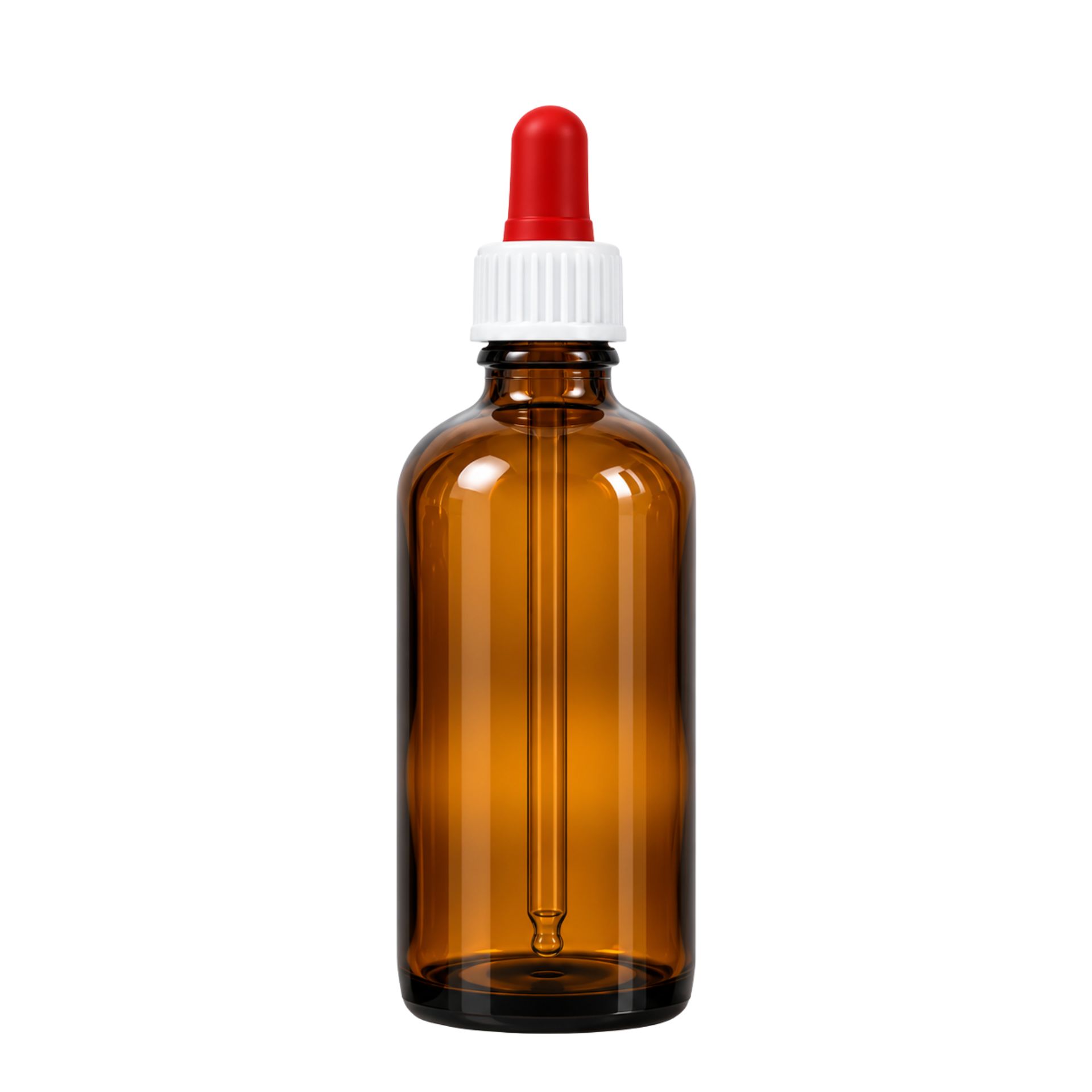 Braune 100 ml Pipettenflasche, ideal als Dosierflasche, auf weißem Hintergrund