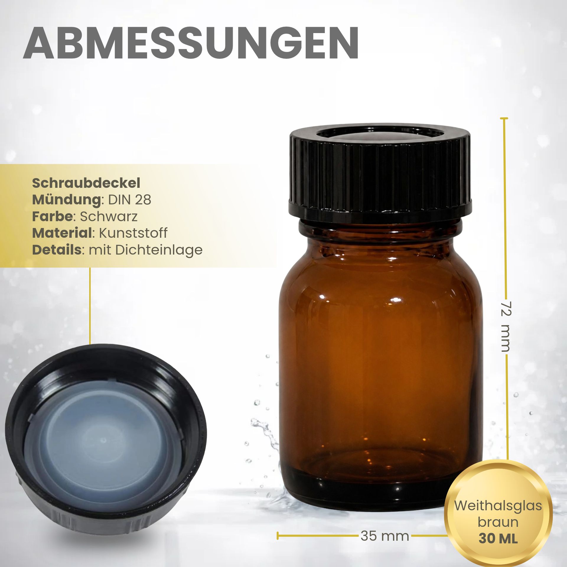 Apothekerflasche   30 ml Weithalsflasche braun