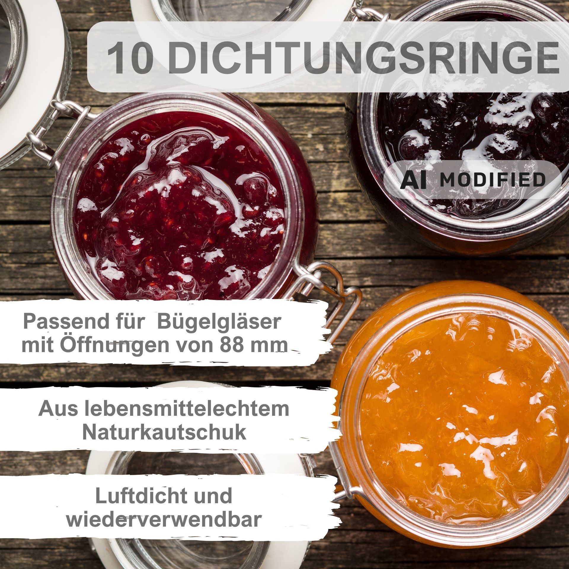 10 Einkochringe Gummiringe 68 x 94 mm in weiß