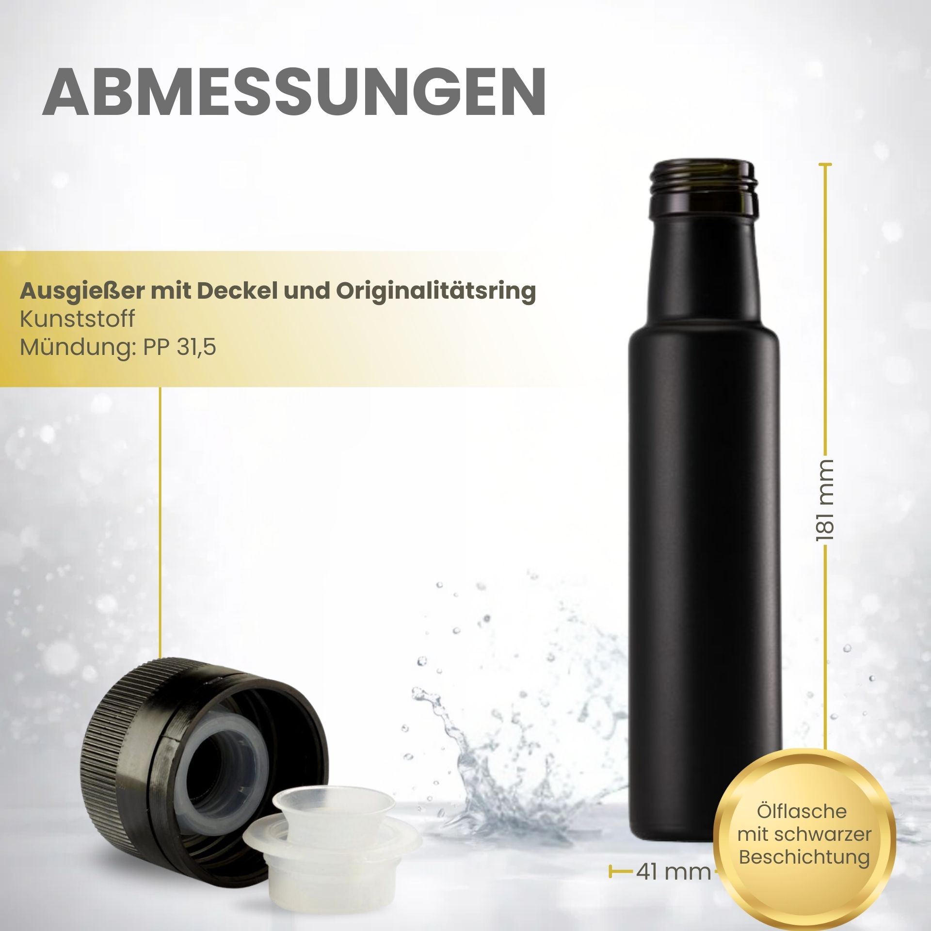 mikken Ölflasche Glasflasche matt schwarz, 100 ml