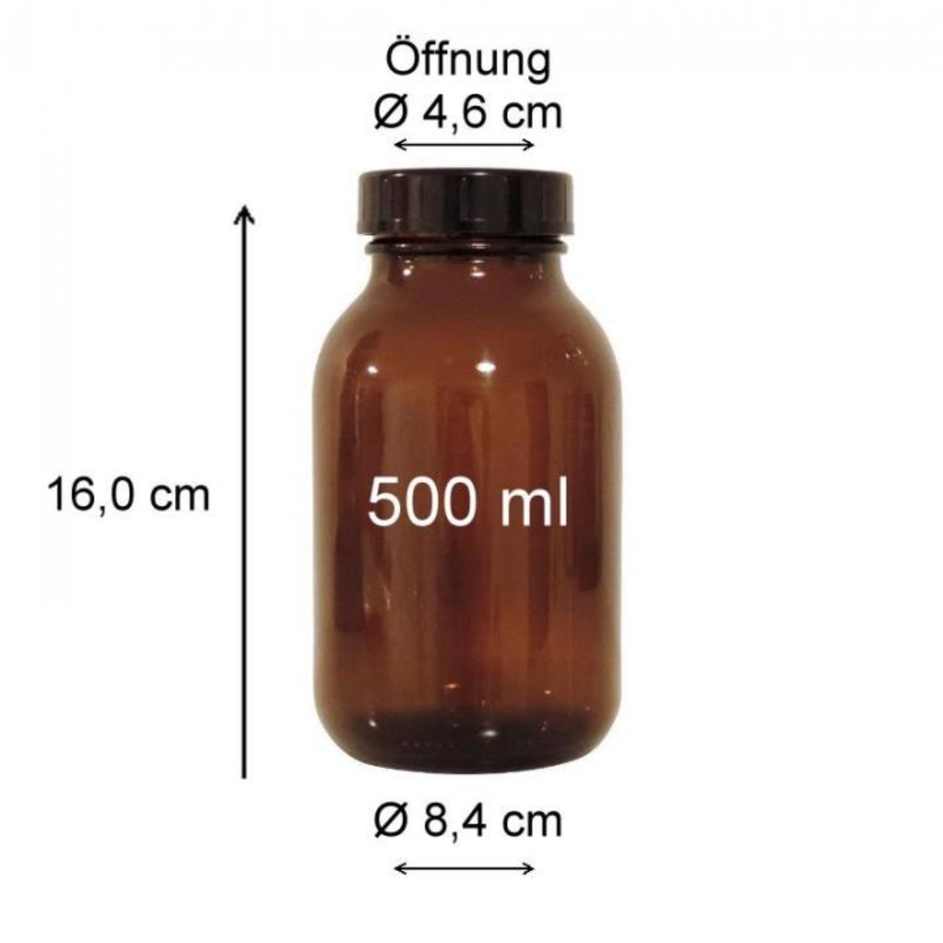Braune 500 ml Apothekerflasche mit Schraubdeckel, Weithalsflasche ideal zur sicheren Aufbewahrung von Flüssigkeiten und Chemikalien, hochwertiges Glasdesign für Langlebigkeit.
