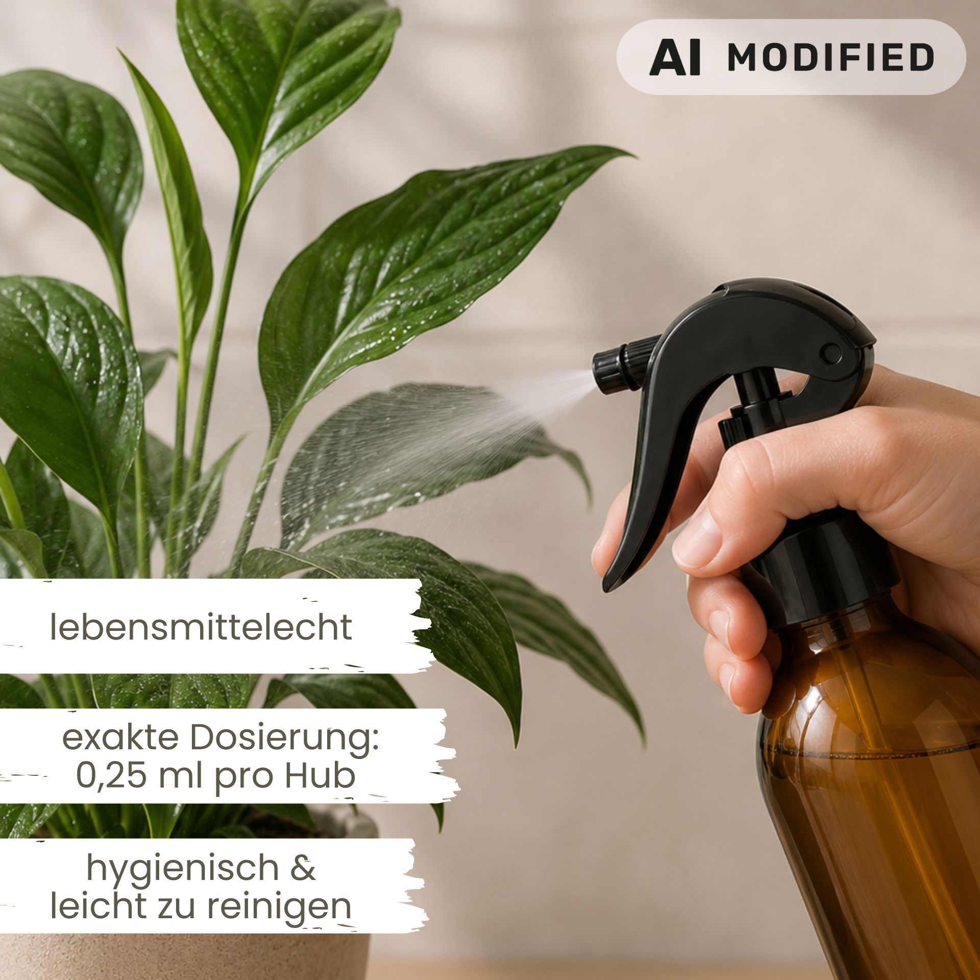Sprühflasche  200 ml Glas braun mit Trigger