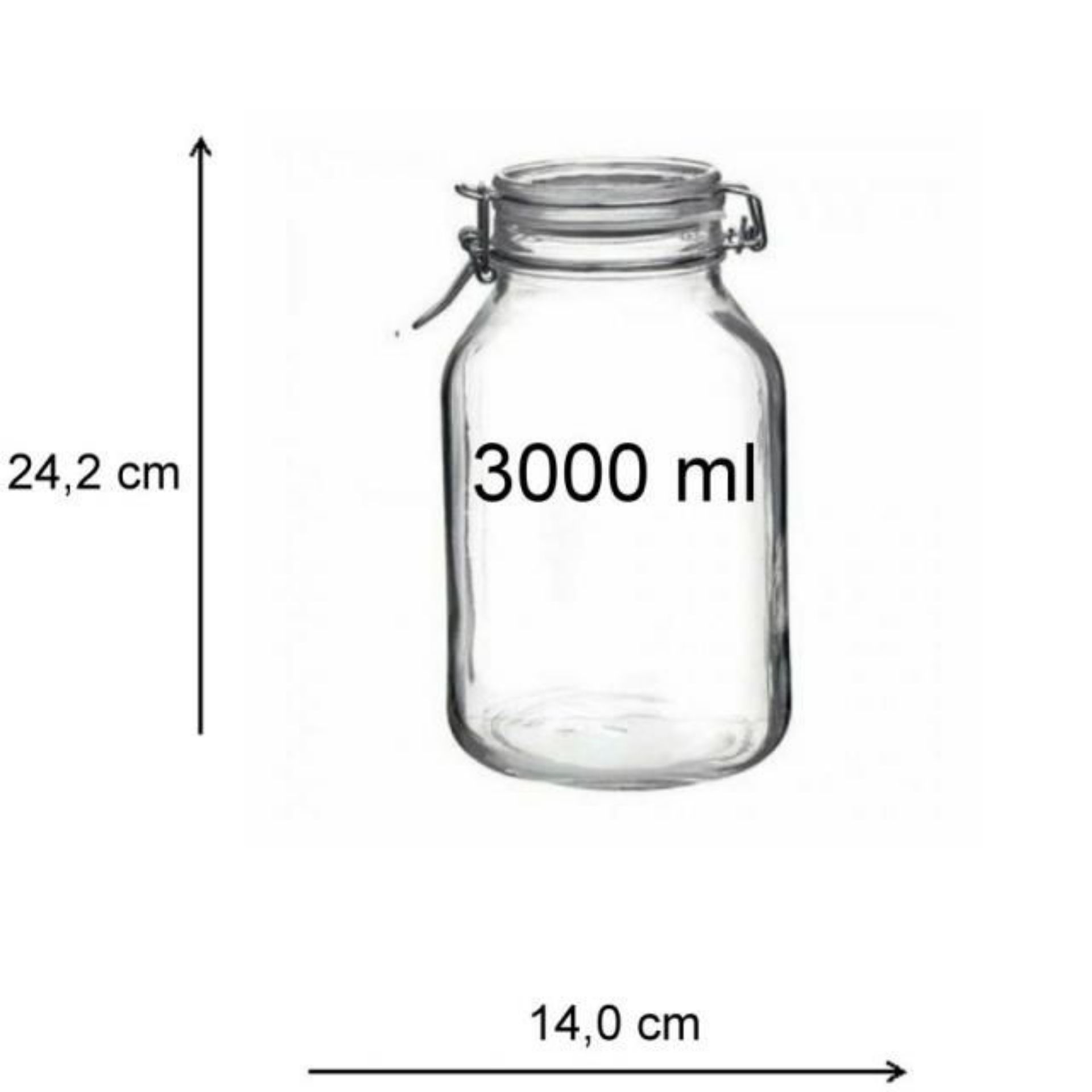 Bormioli Bügelverschlussglas 3000 ml eckig mit Drahtbügel – Vorratsglas aus klarem Glas Bormioli Bügelverschlussglas 3000 ml, eckig, mit Drahtbügel, ideal zum Einwecken und Aufbewahren, hochwertiges Design.