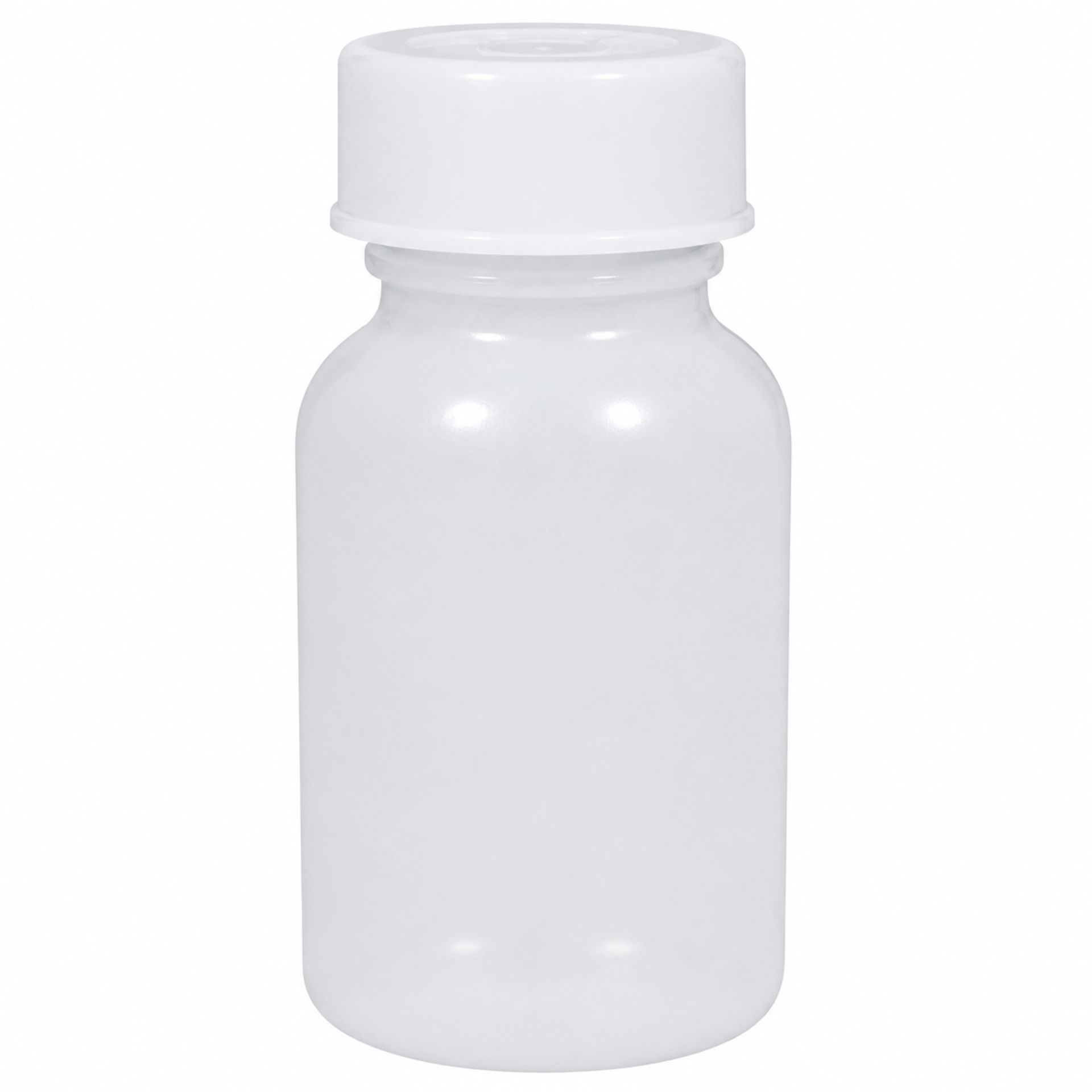 Weithals Laborflasche aus PE 100 ml mit Schraubverschluss, ideal für Flüssigkeitsproben oder chemische Lagerung.