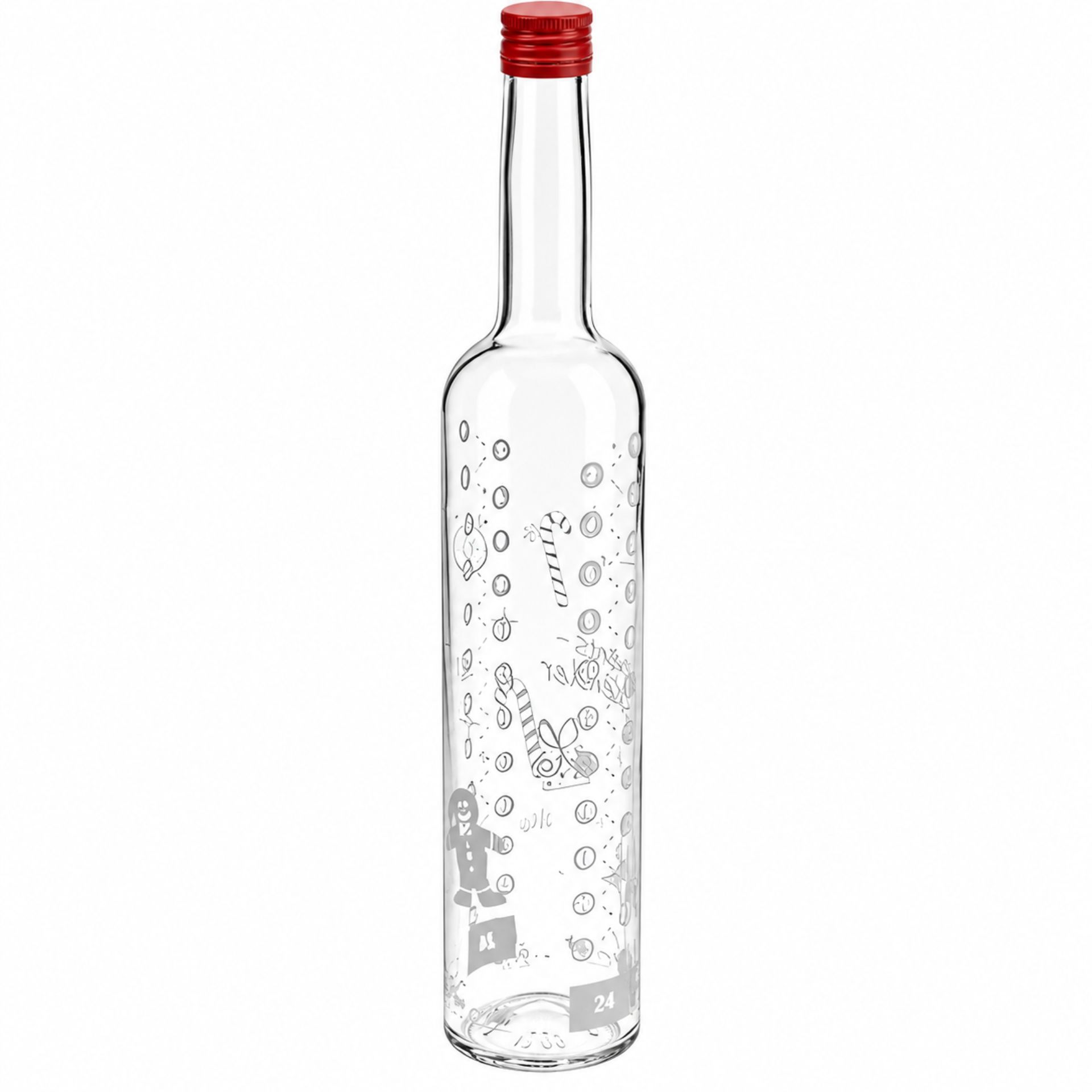 Glasflasche  500 ml Adventskalender Weiß