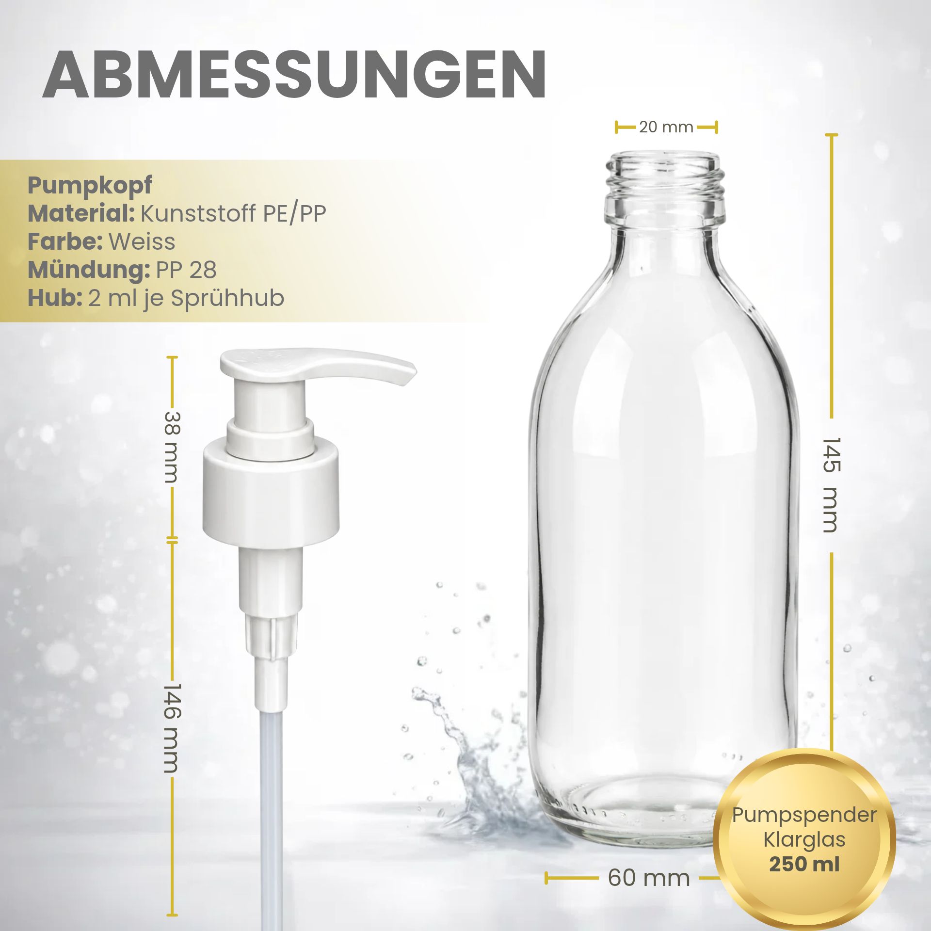 Seifenspender  250 ml Glas Lotionspender