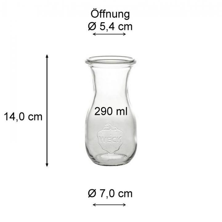 WECK Saftflasche 290 ml mit Deckel, traditionelle Weckflasche für Fruchtsaft, 83 Liter Volumen, ideales Glas für Einmachliebhaber