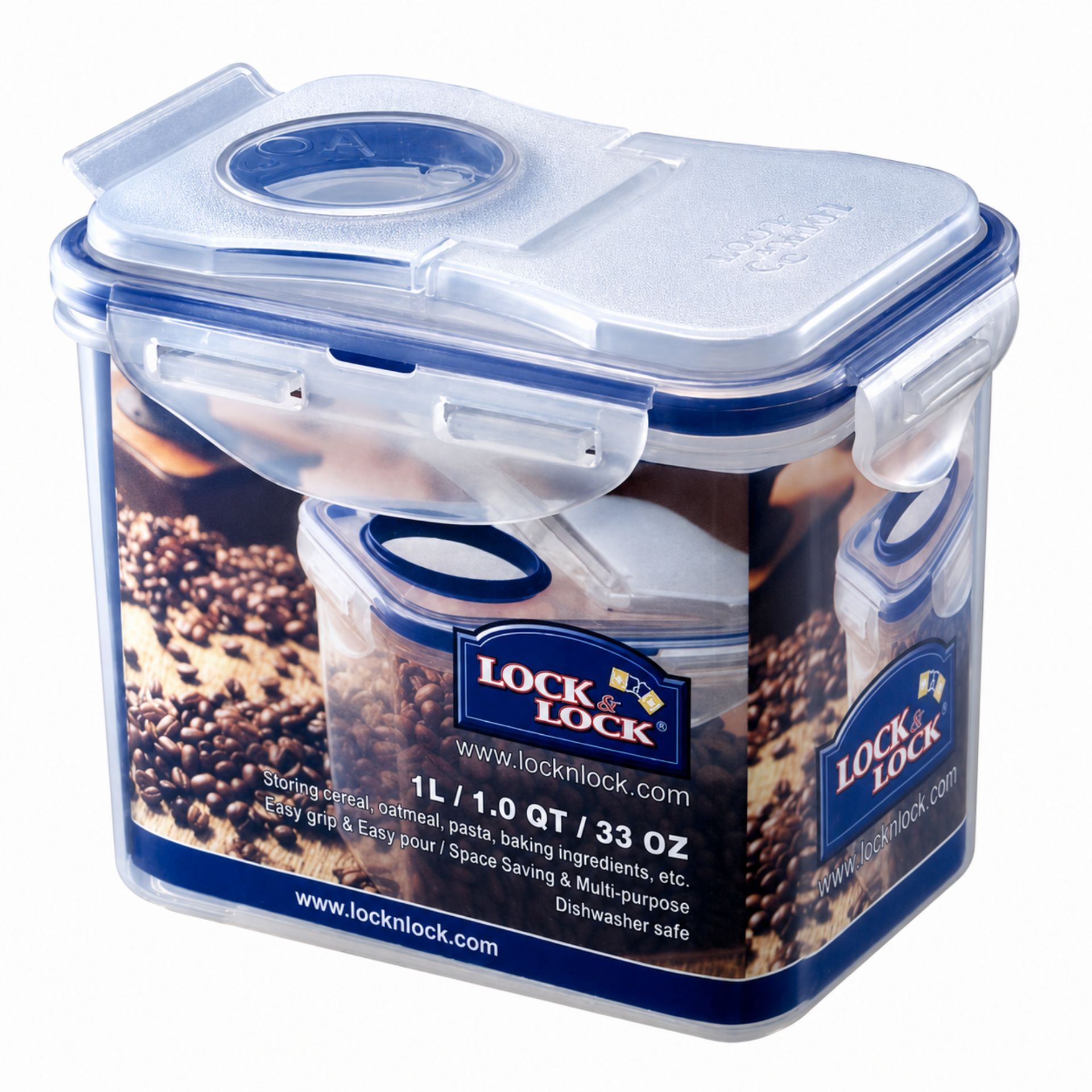Lock & Lock Schüttbox HPL812F 1000 ml Frischhaltebox – transparente Kunststoff-Box mit praktischem Schüttverschluss, ideal zur Vorratshaltung und Aufbewahrung von trockenen Lebensmitteln wie Reis, Müsli oder Mehl.