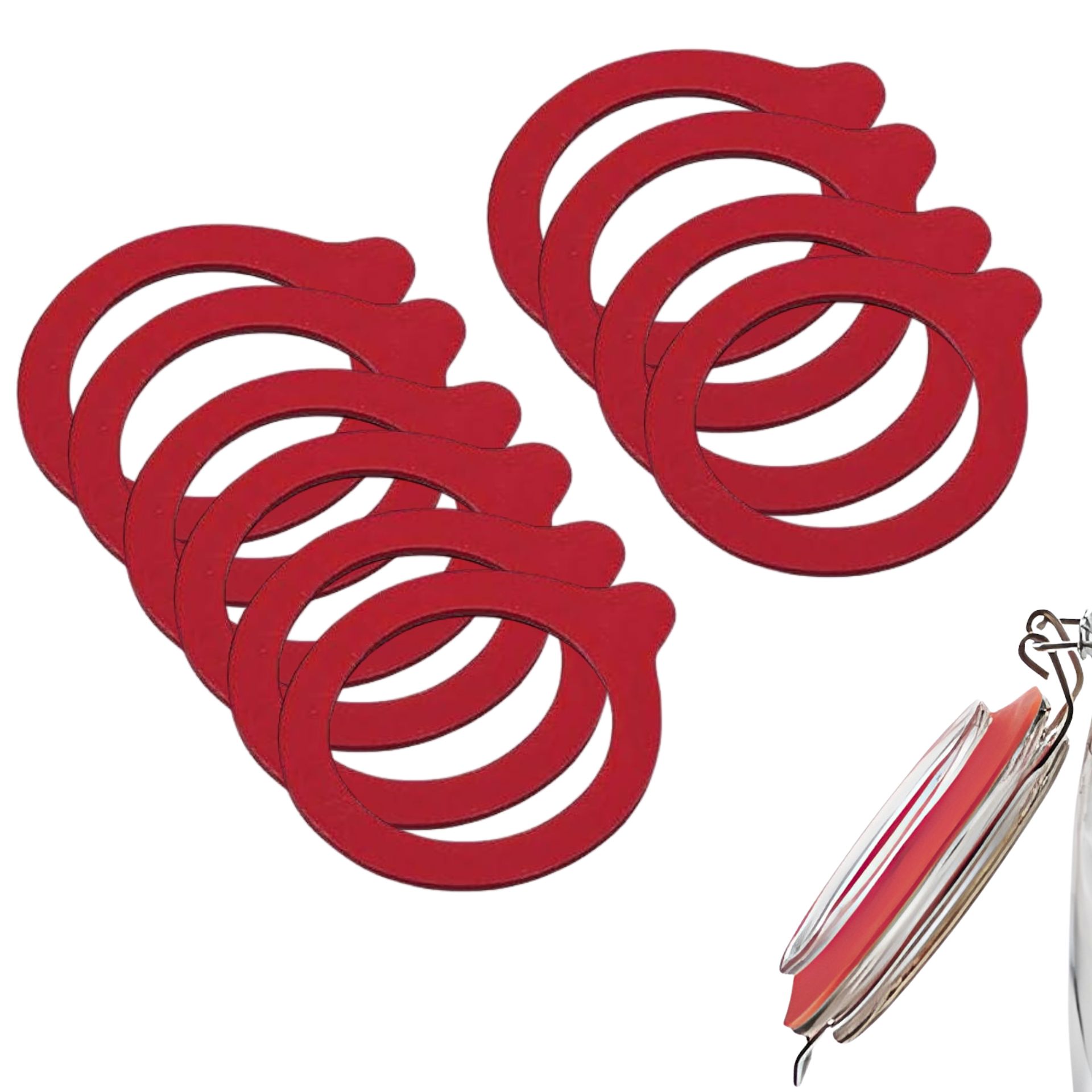 10 Einkochringe 65x90 mm für Bügelgläser rot