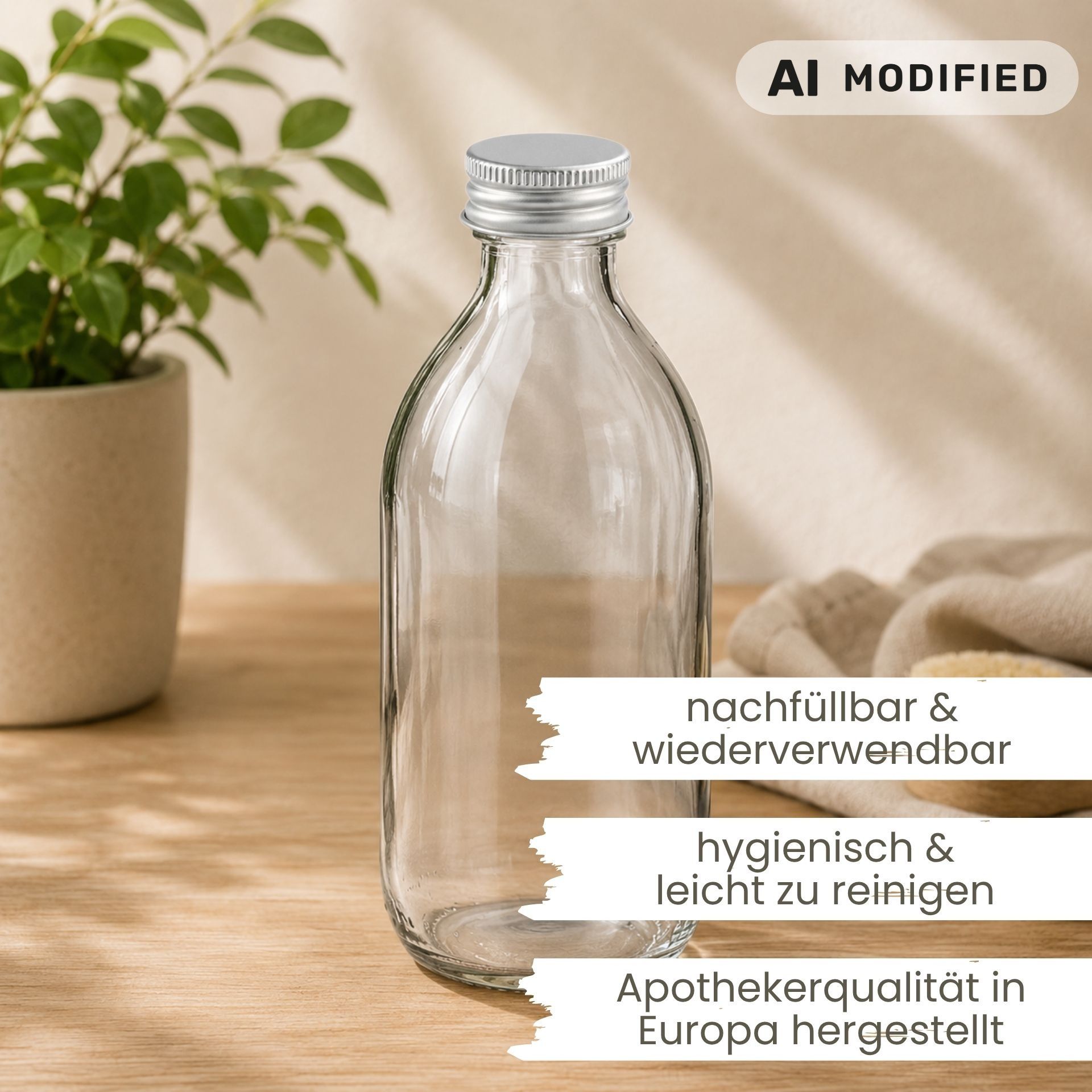 Glasflasche 250 ml Sirupflasche mit Schraubdeckel