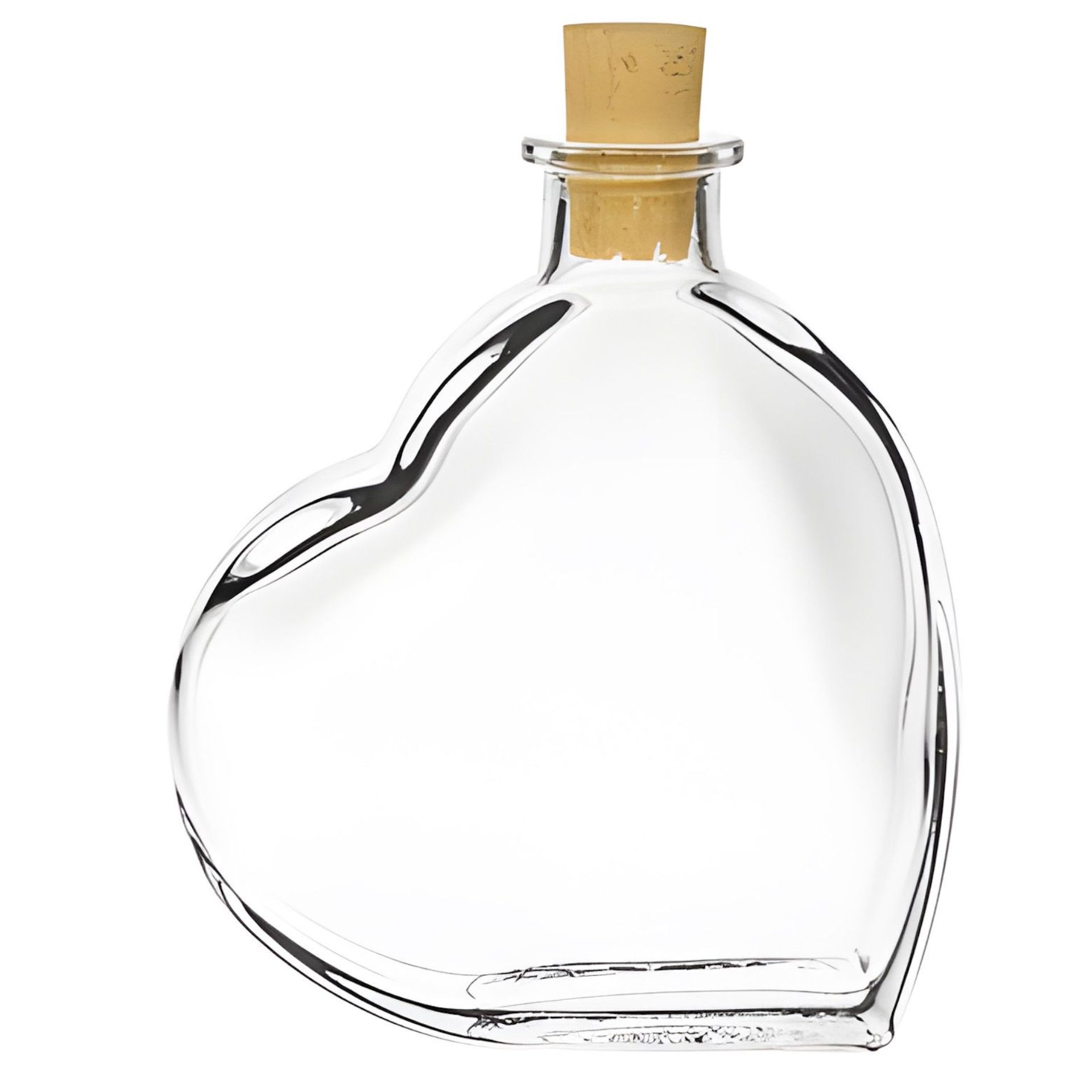 Glasflasche 200 ml Herz mit Korken