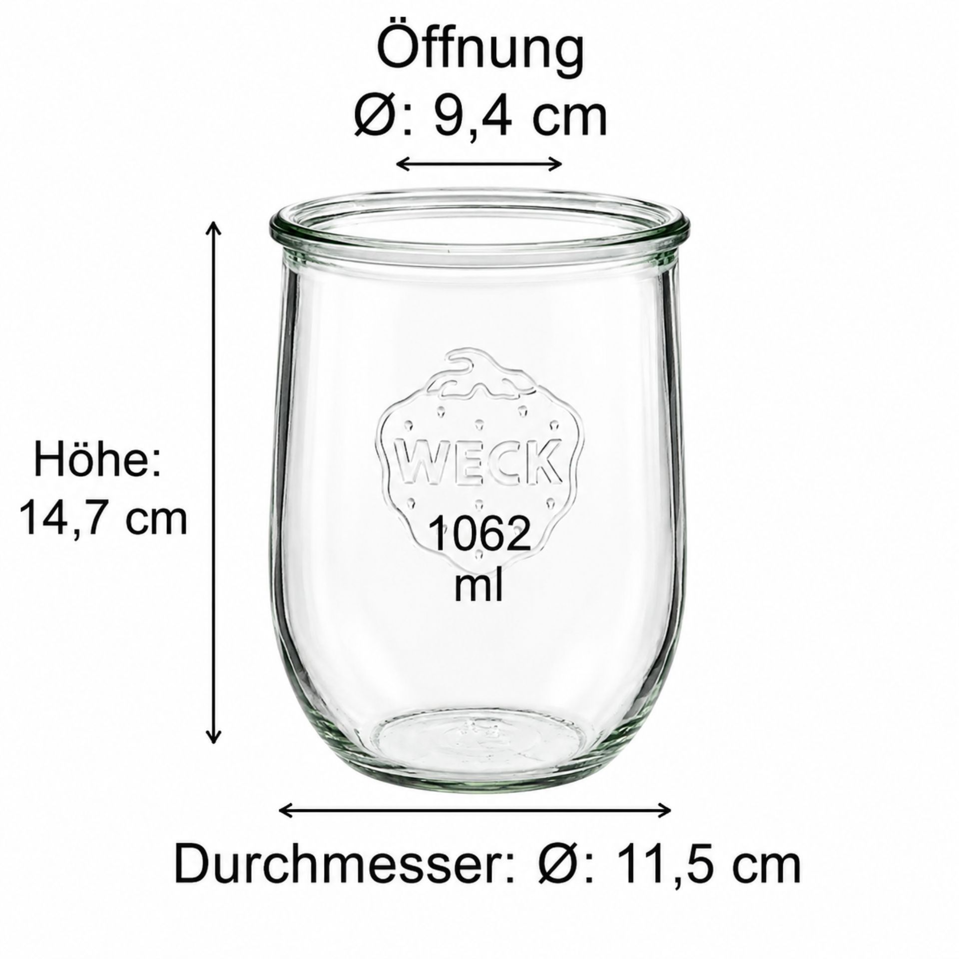 Weck 1062 ml Glas mit Deckel - Hochwertiges Einmachglas für konservierte Lebensmittel, Einmachkreationen und stilvolle Aufbewahrung. Ideal für nachhaltige Küchenorganisation.