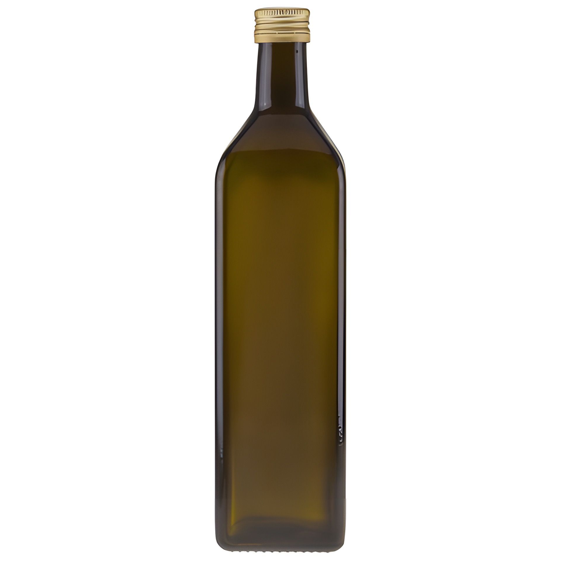 Glasflasche 1000 ml viereckig grün-braun