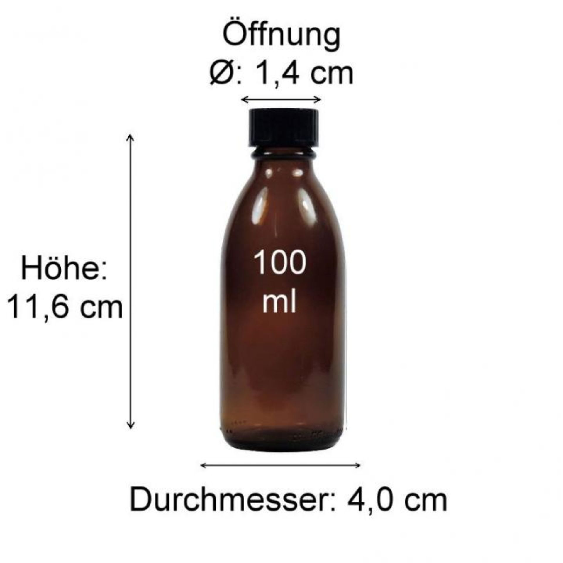 Produktabbildung eines stilvollen, schwarzen, zylindrischen Behälters von Vi1323KH100 mit spezifischen Maßen; ideal zur Präsentation von Getränken oder Flüssigkeiten auf der Website Flaschen-Glaeser-und-Dosen.de; hochwertiges Designdetail für effizientes